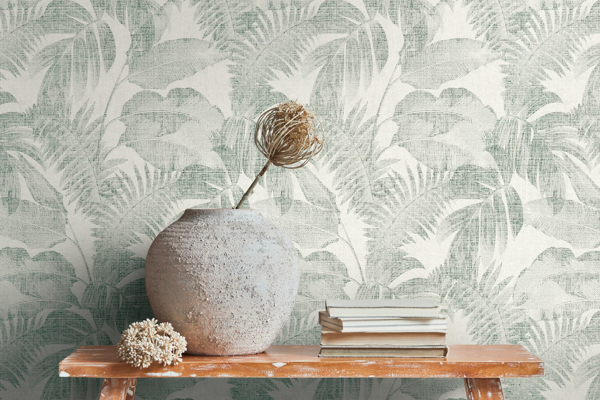 Livingwalls New Walls, Dschungeltapete, creme, grün 373964