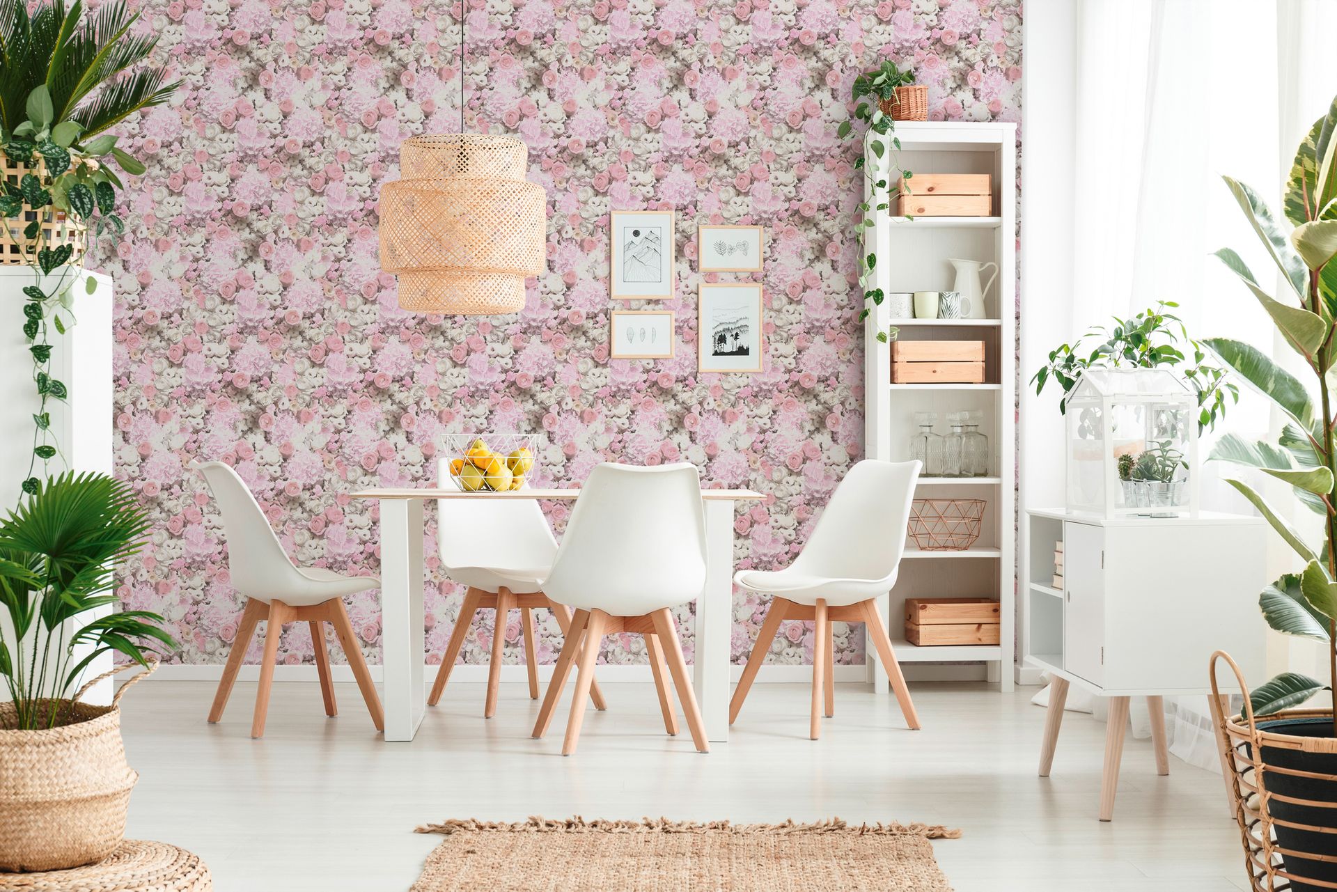 A.S. Création Trendwall 2, Florale Tapete, rosa, weiß 380081