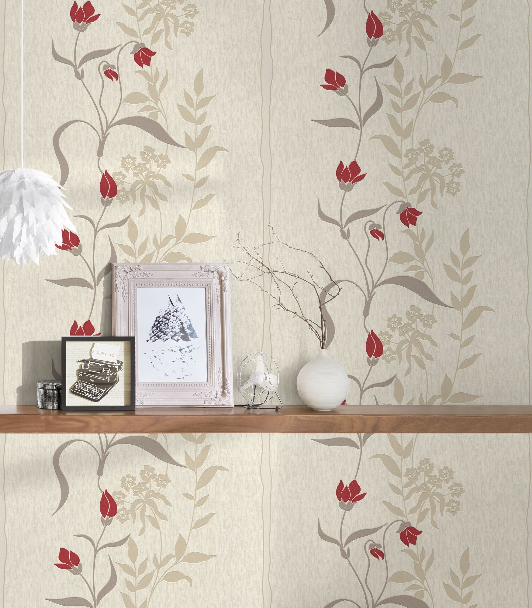 A.S. Création Casual Living, Floral, creme, rot und beige 958741