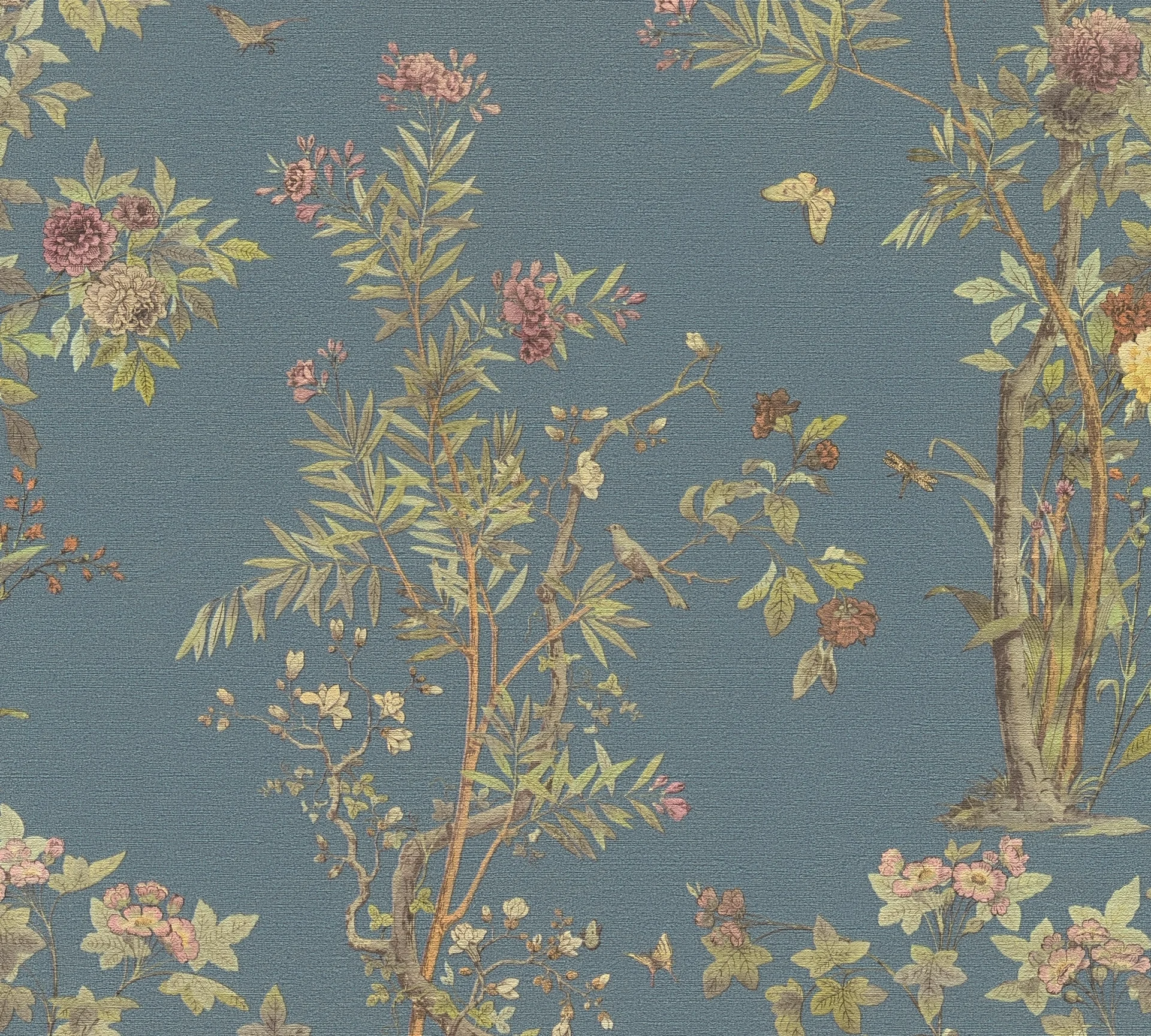 Vliestapete Floral - Blätter, blau, grün, A.S. Création 790434