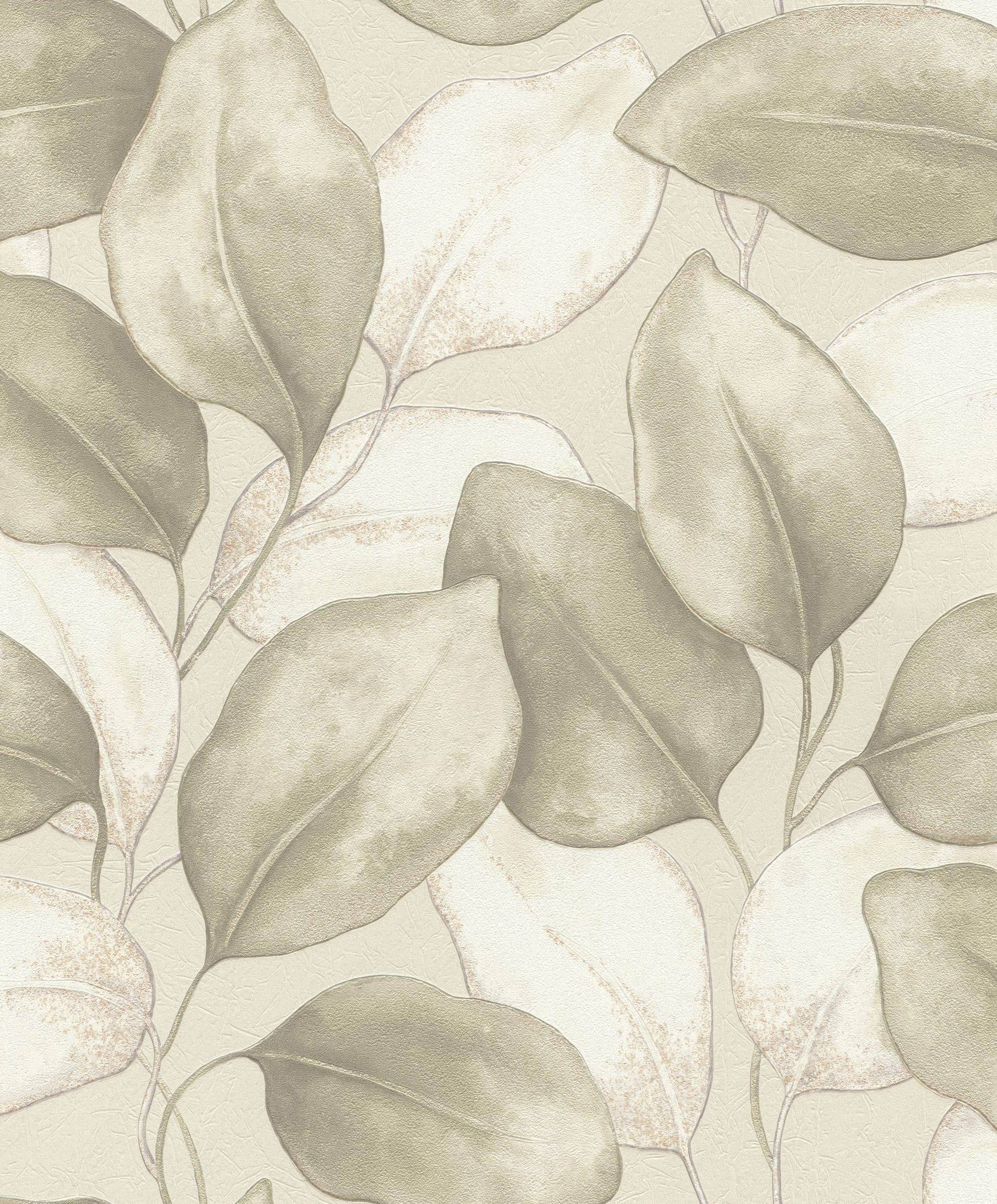 Vliestapete Blätter grün-taupe 659870 Vliestapete Blätter grün-taupe 659870
