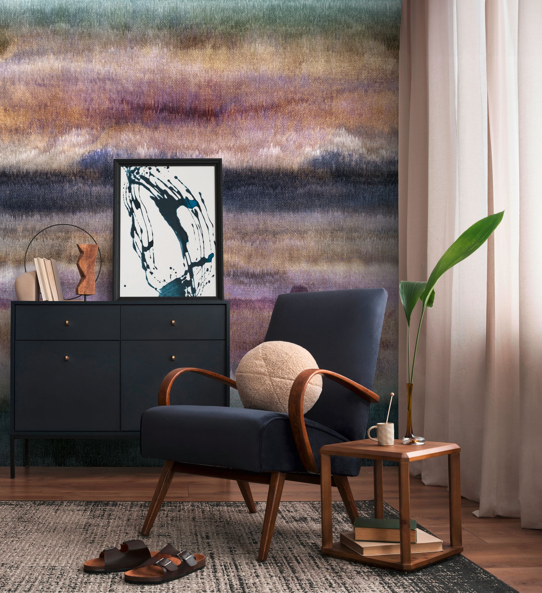 Fototapete Abstrakt mit Horizont in Bunt ➤ 2,12x2,80 m Dekorbild