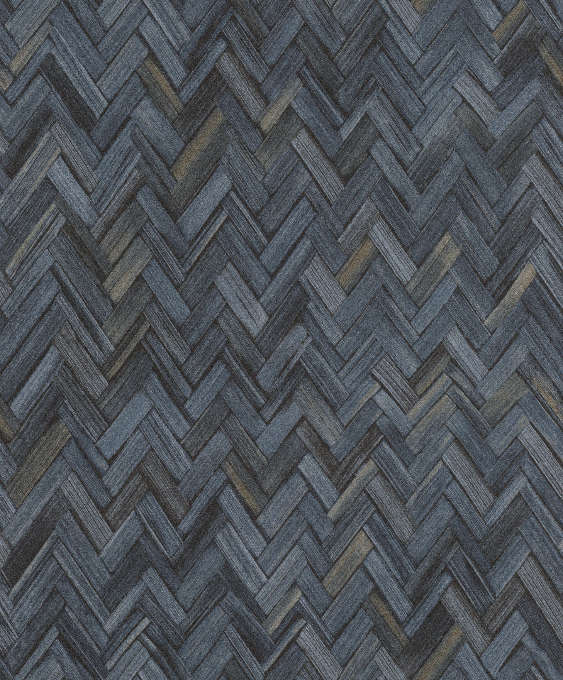 Vliestapete Fischgrätenmuster blau-dunkelblau 410389