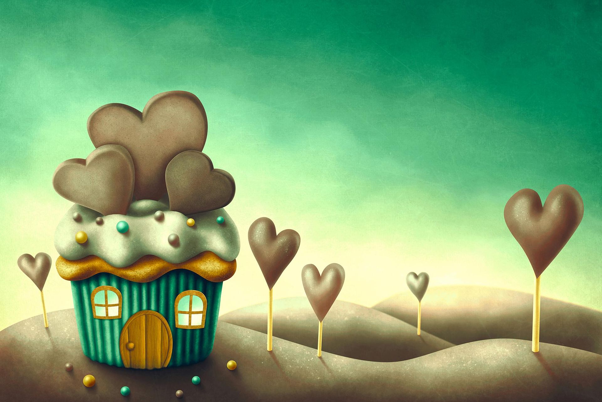 A.S. Création XXL 5 Fototapete, Cupcake-Haus, 4m x 2,67m DD114872