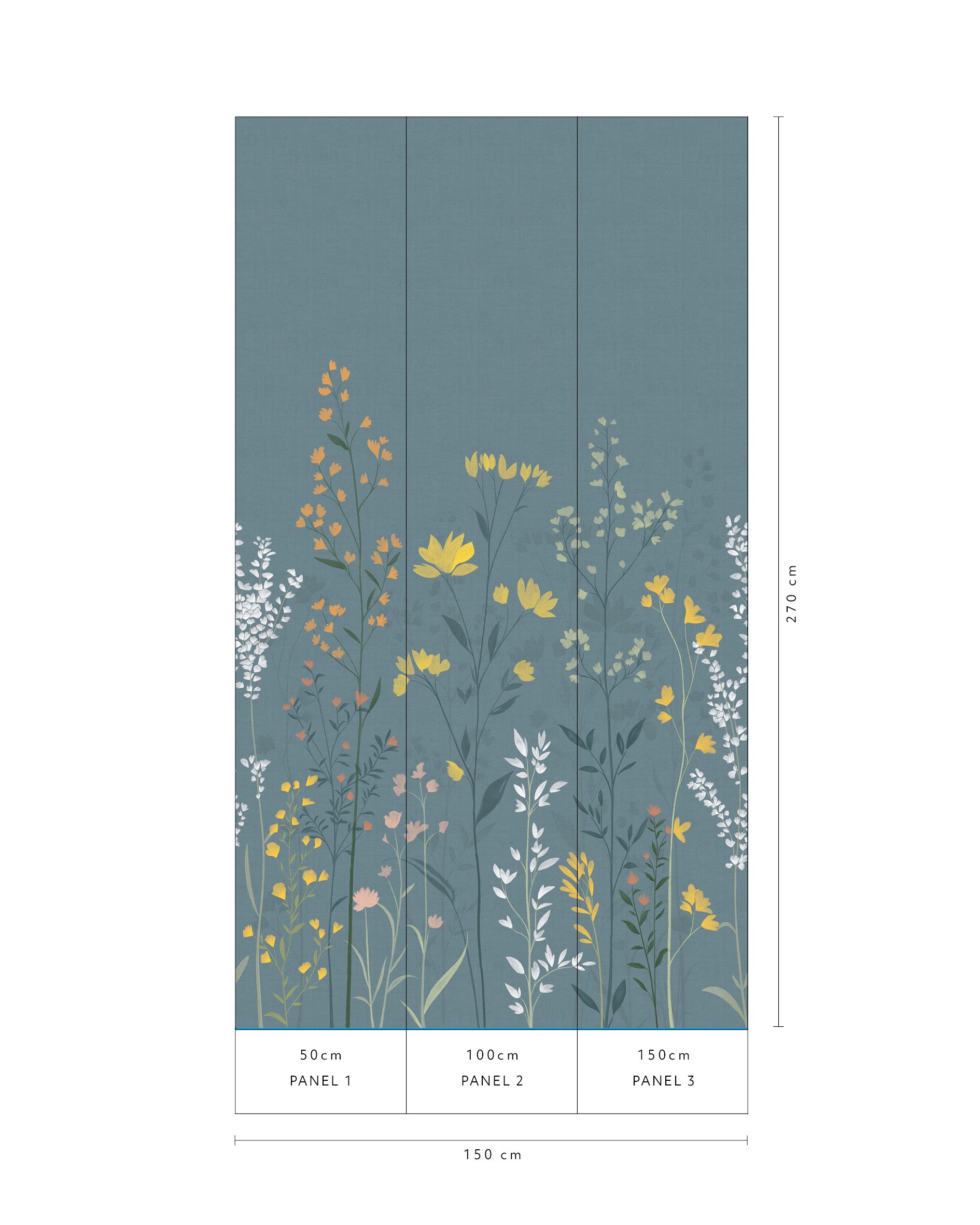 Vliestapete Wiesenblumen petrol Erismann La Terrasse 220550101
