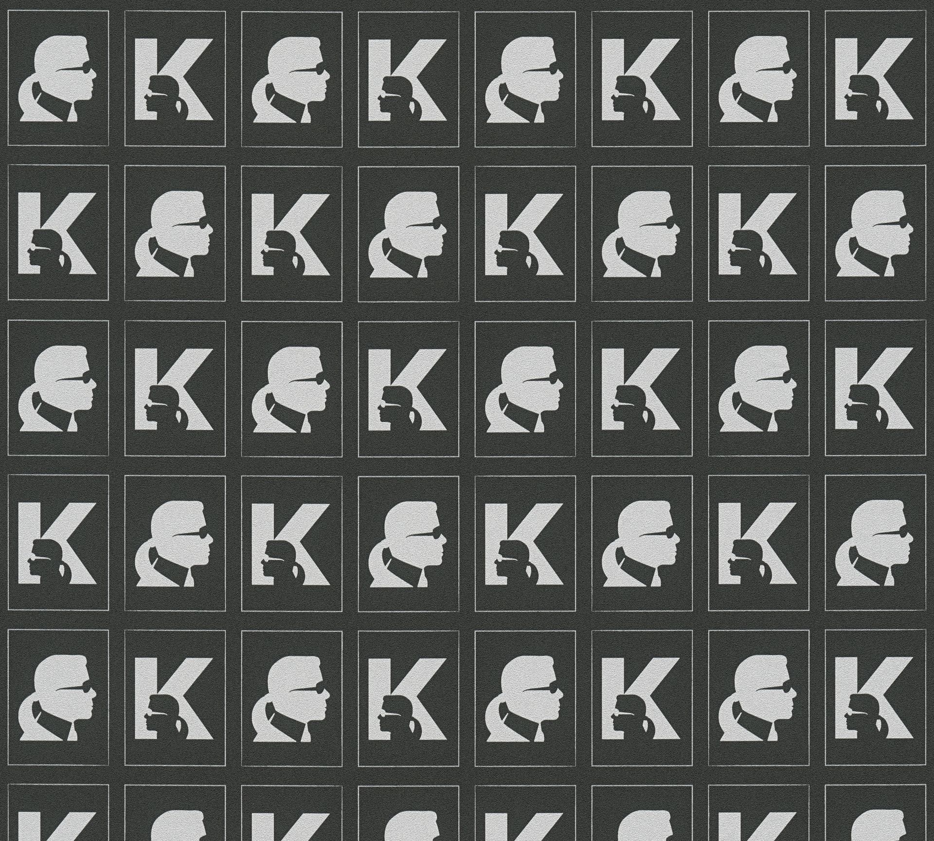 Karl Lagerfeld, Design Tapete, schwarz, weiß 378423