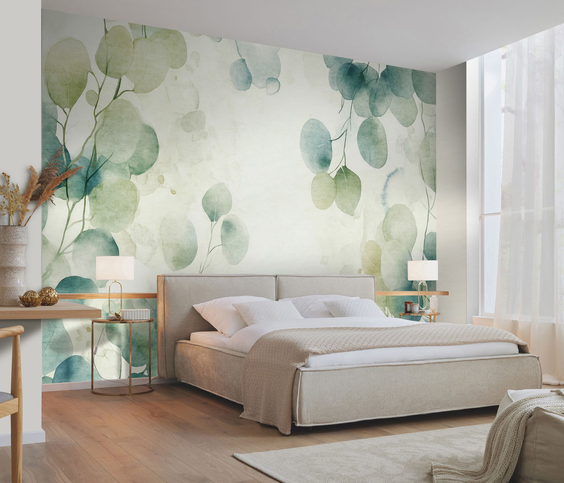 Fototapete Eukalyptus – Aquarell Grün (400x270cm), Erismann Fototapete Eukalyptus – Aquarell Grün (400x270cm), Erismann