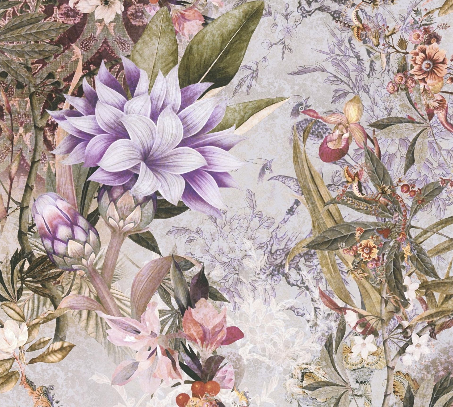 A.S. Création Dream Flowery, Florale Tapete, bunt, lila 381773