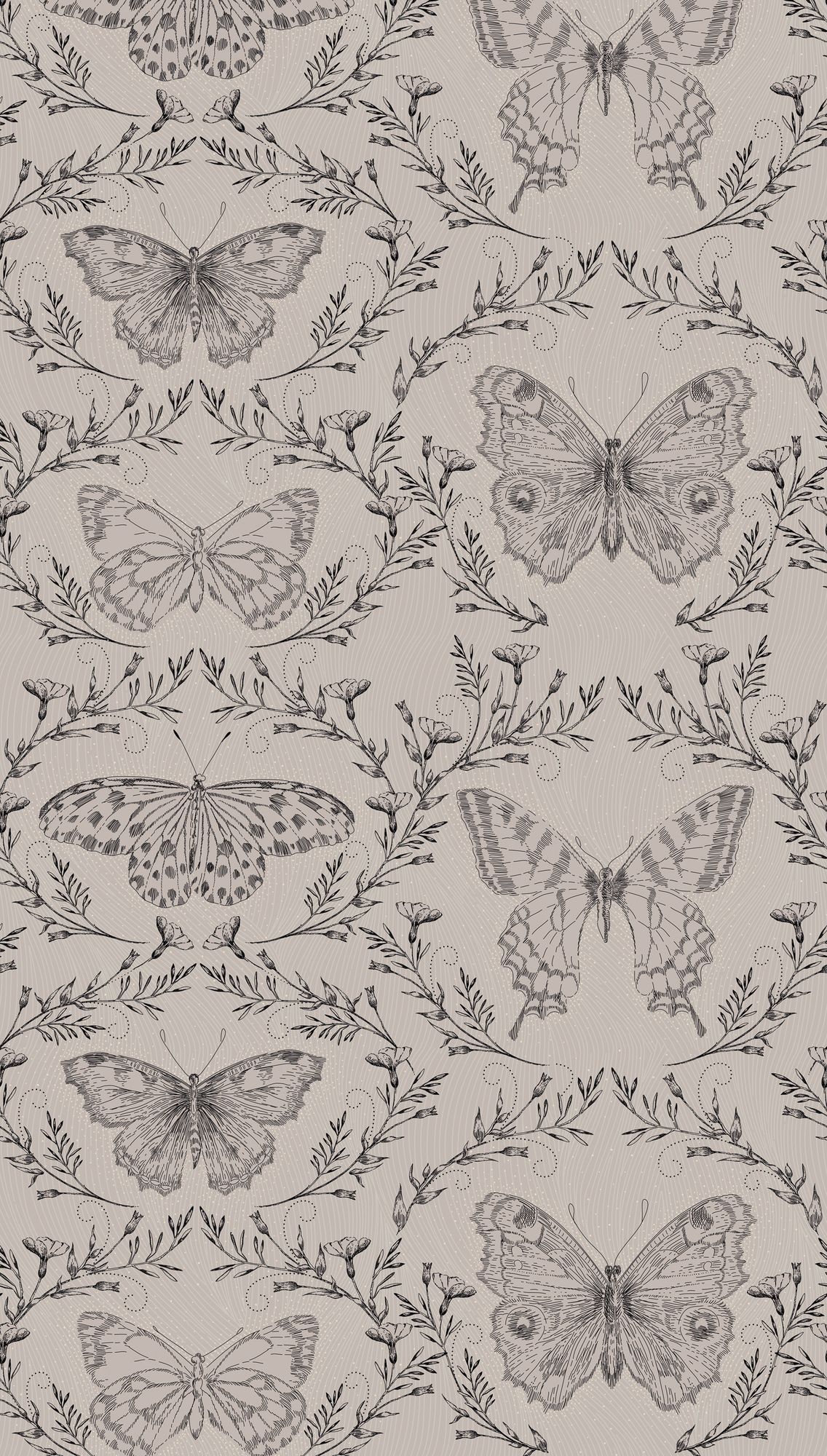 Livingwalls The Wall II, Schmetterling, grau, greige 392001 Dekorbild