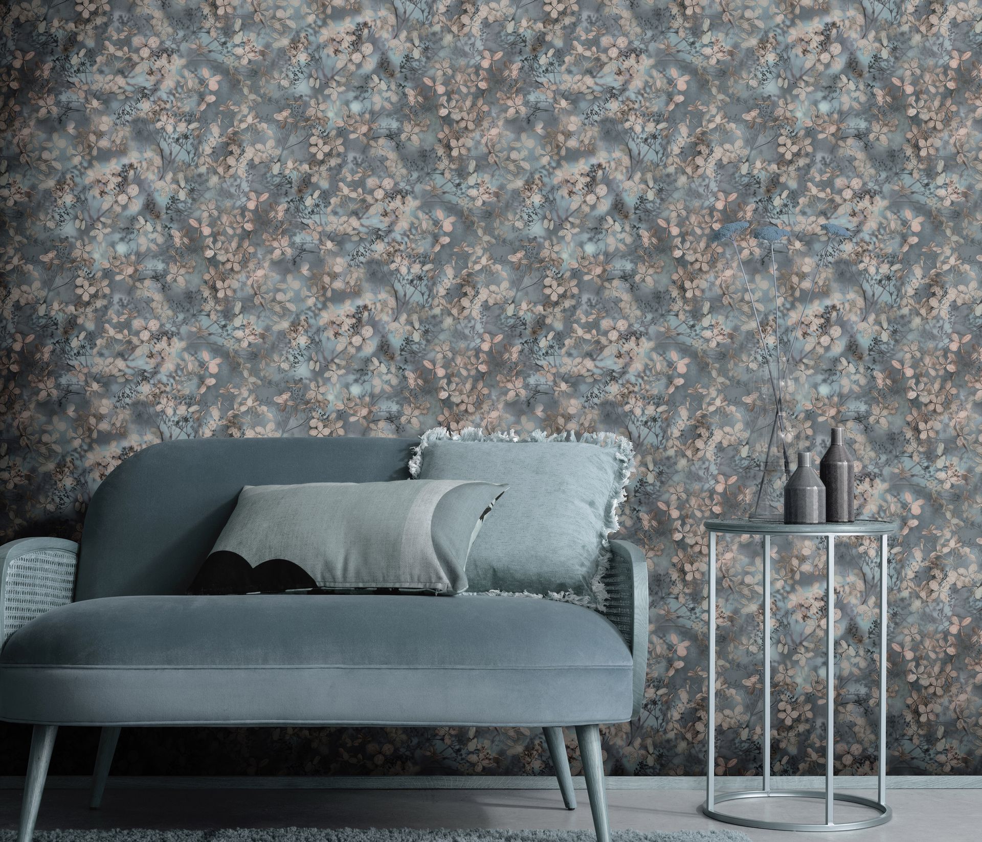 Vliestapete Blumenmotiv blaugrau Erismann 1041508 Vliestapete Blumenmotiv blaugrau Erismann 1041508