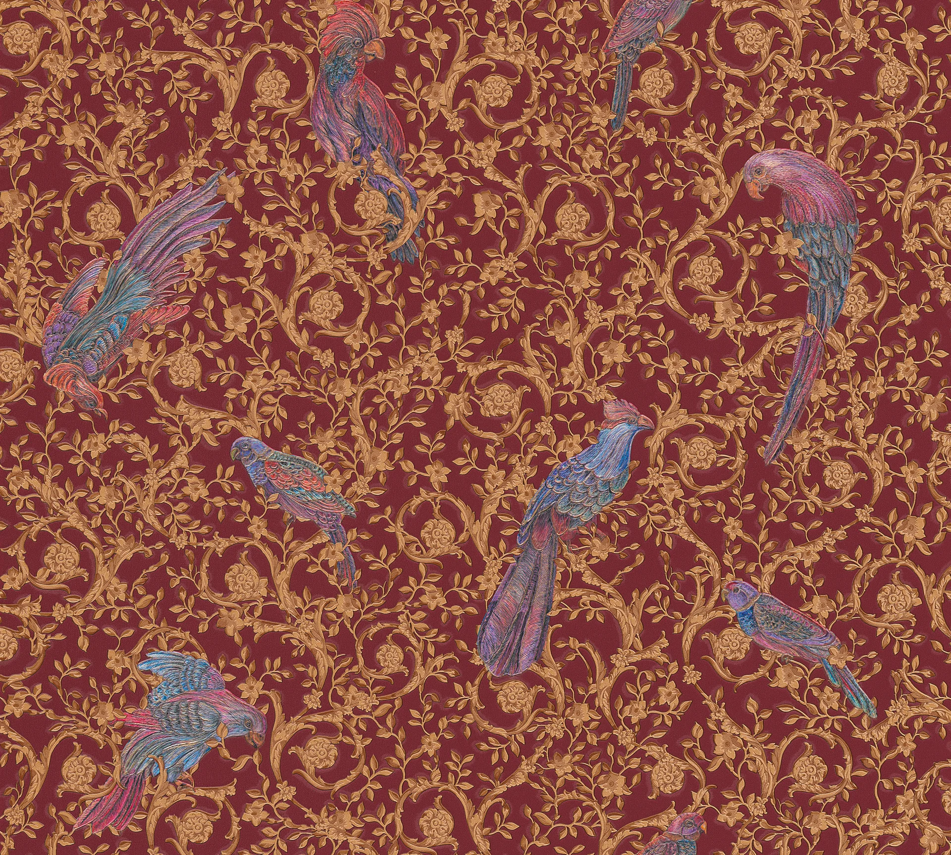 Versace wallpaper Versace 4, Vogeltapete, rot, gold 370534 Dekorbild