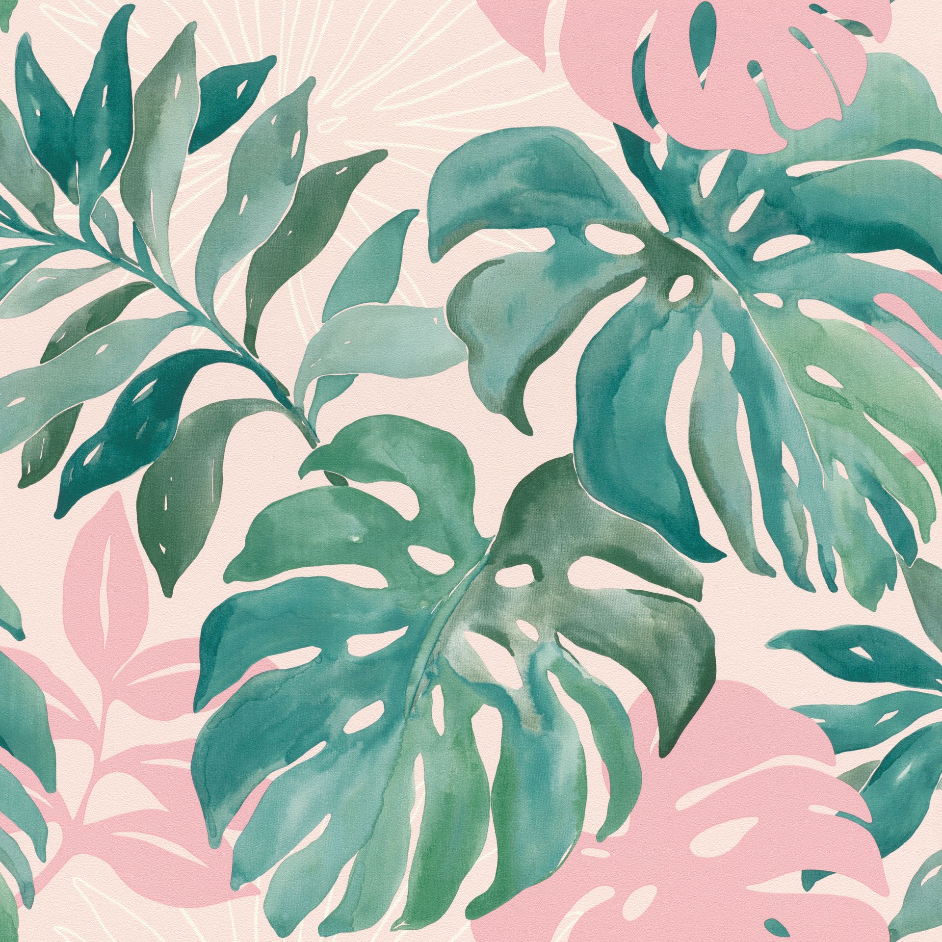 Rasch Selection Vinyl/Vlies, Exotic, rosa grün 526615 Dekorbild