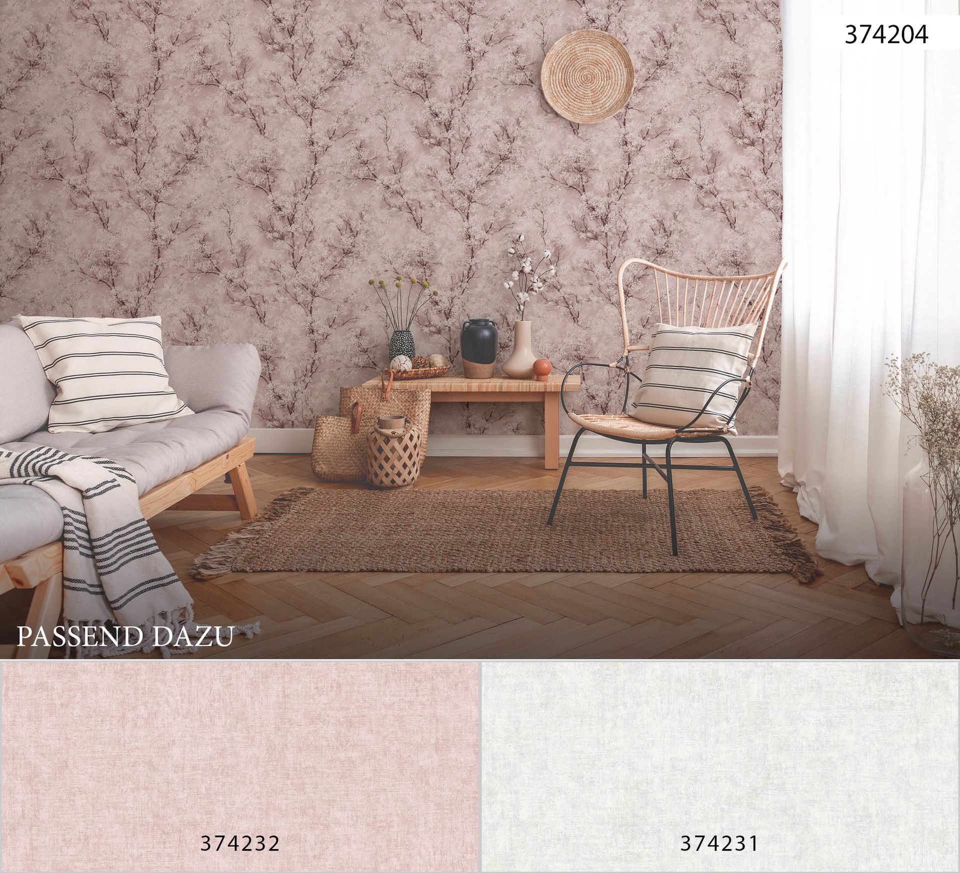 Raumbild 12 Livingwalls New Walls, Waldtapete, rosa, braun 374204
