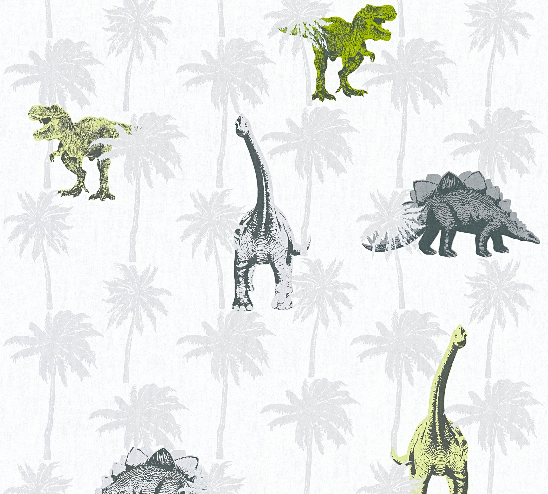 A.S. Création Little Stars mit Dinosauriern 35835-2  - weiß,grün,grau 