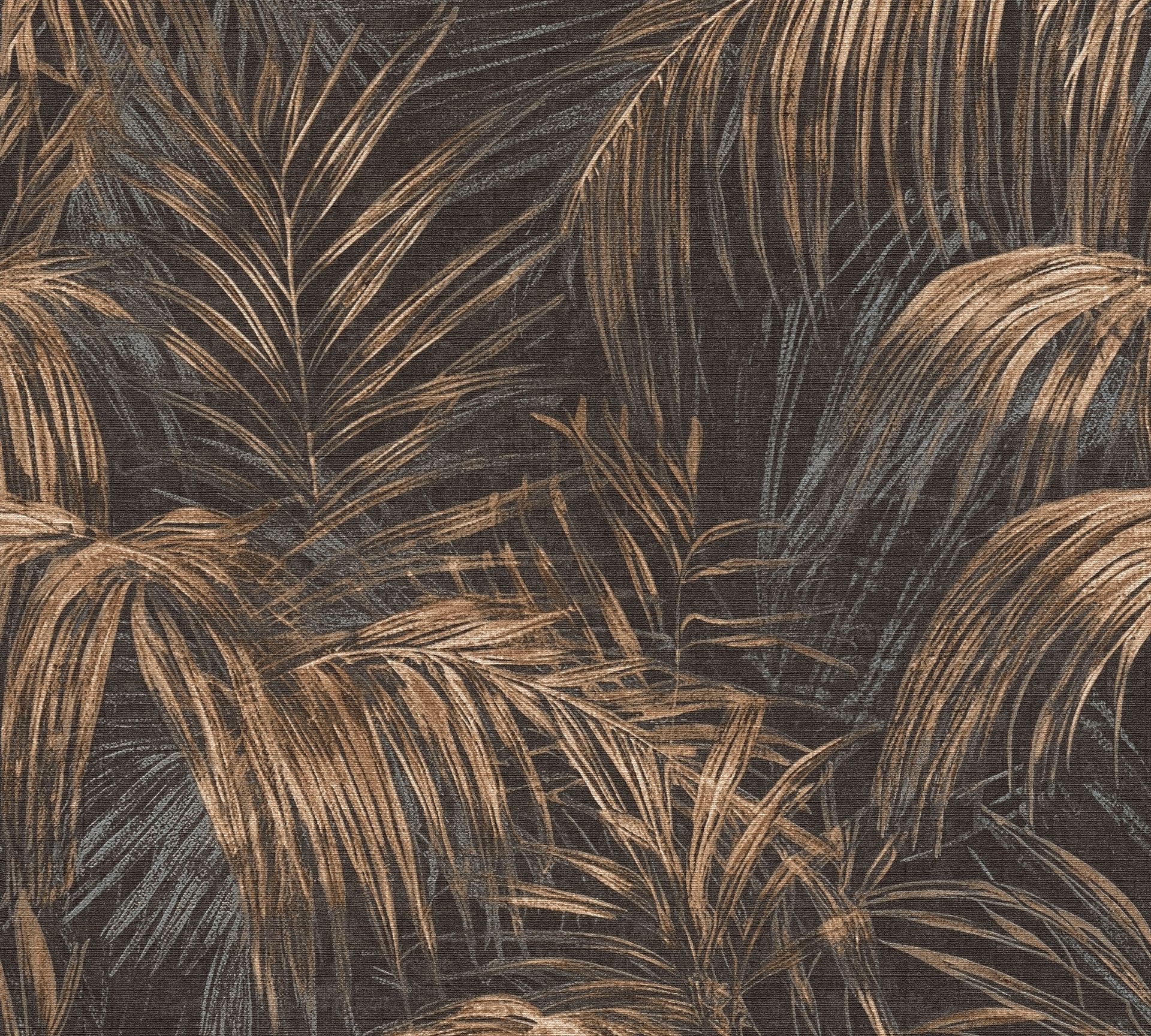 Satintapete, Floral, schwarz 399812