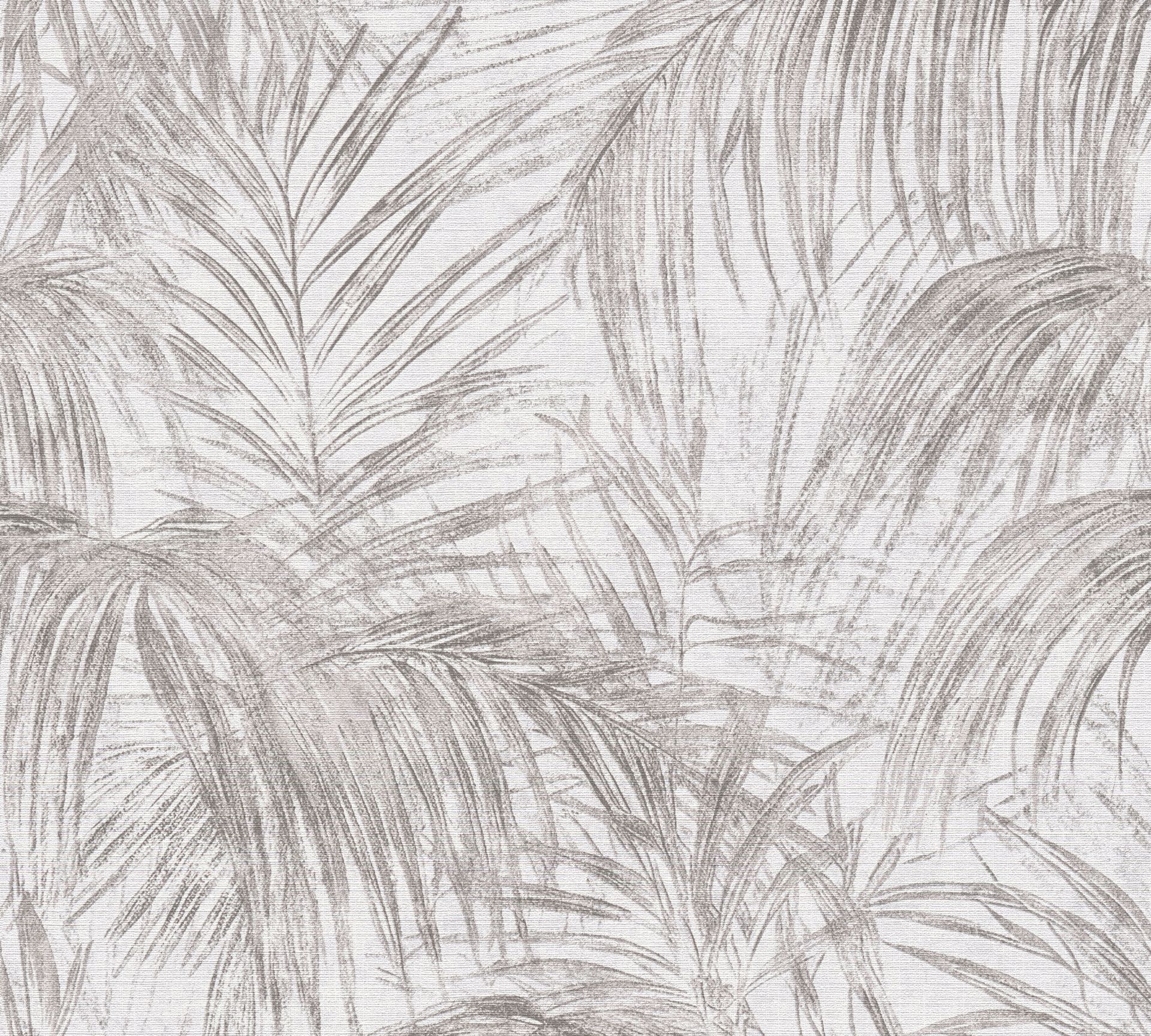 Satintapete, Floral, weiß 399813