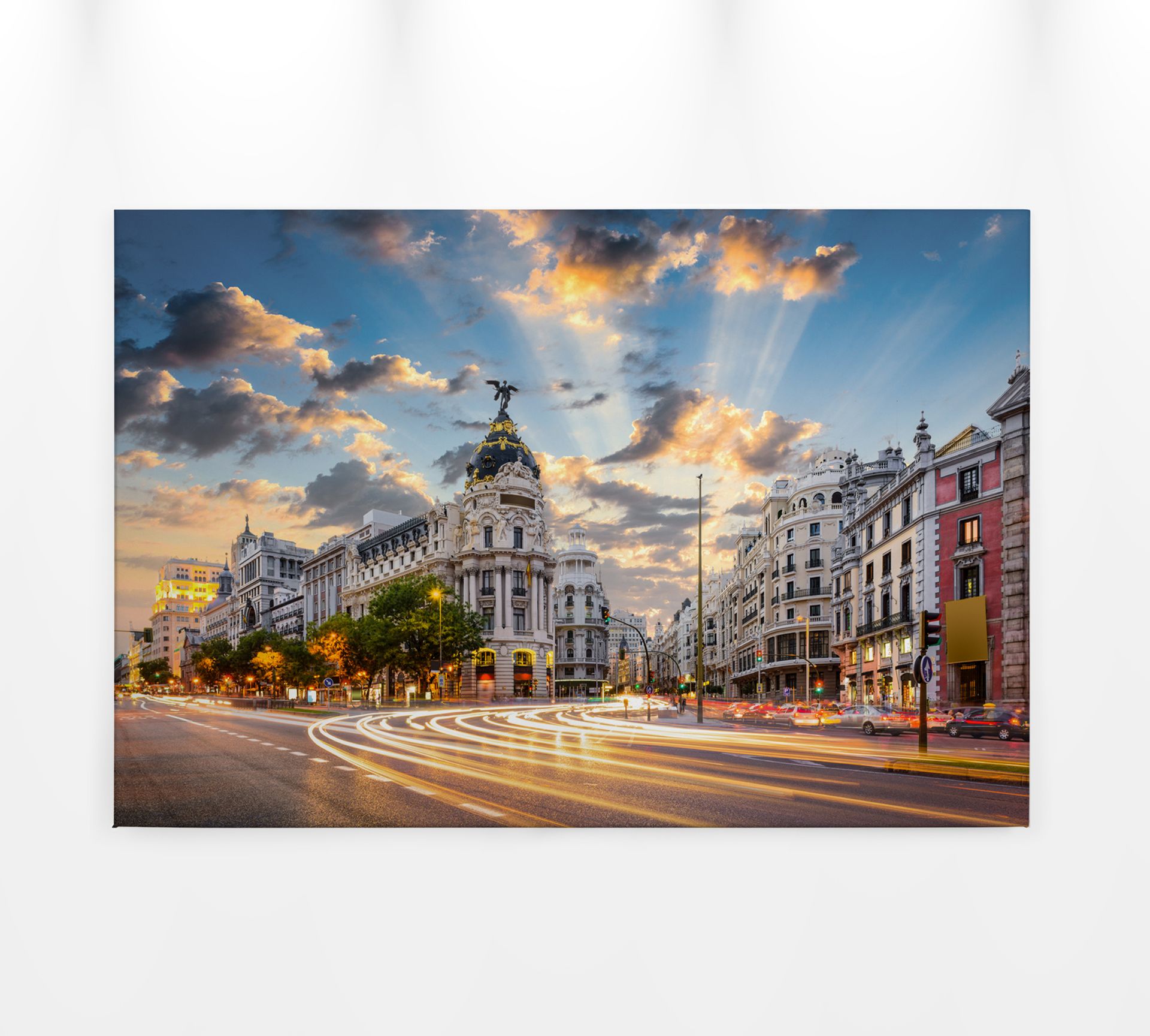Leinwandbild Gran Via Madrid, blau, 90x60 cm DD120333