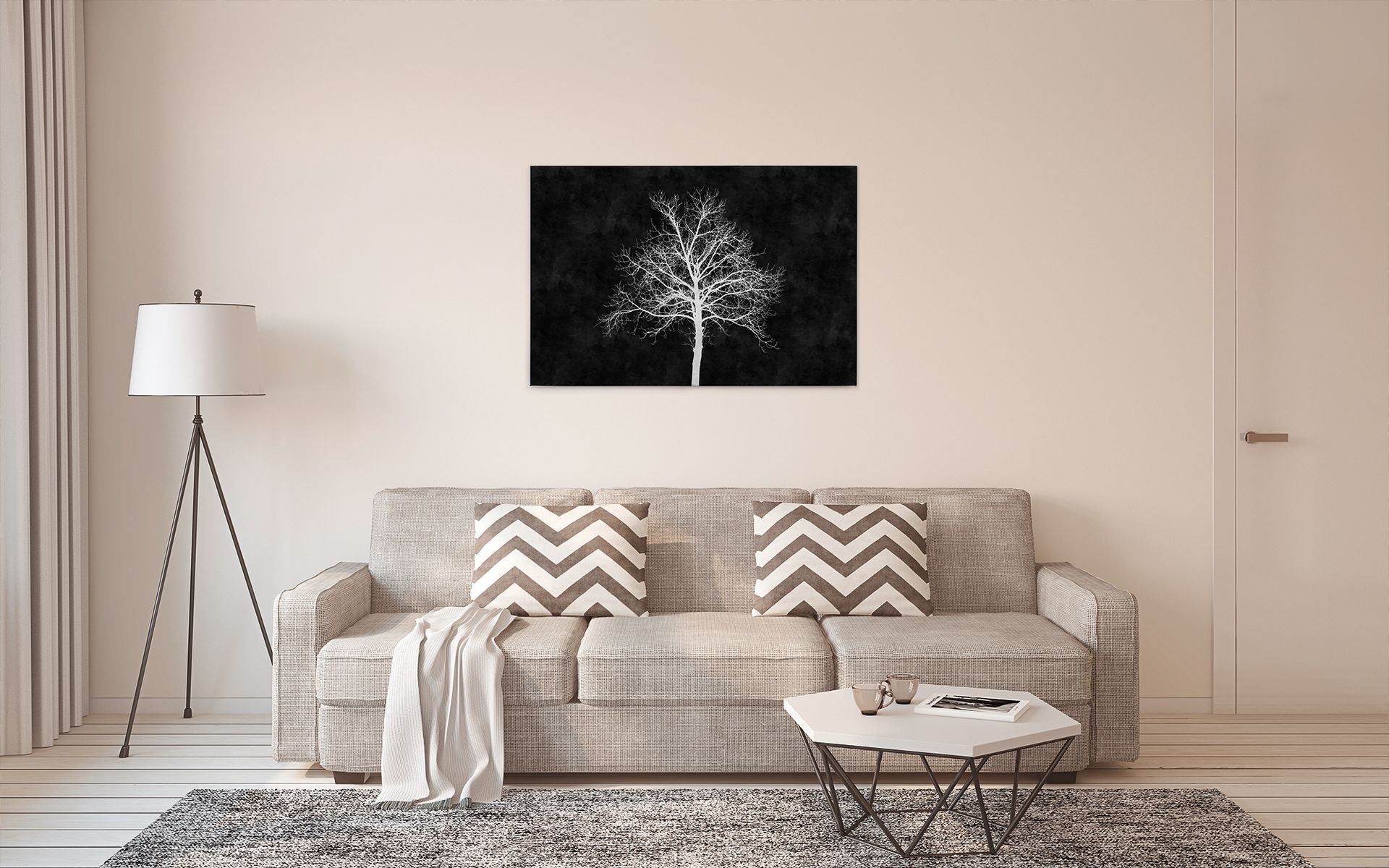 Leinwandbild Baum, weiß, 90x60 cm DD120358