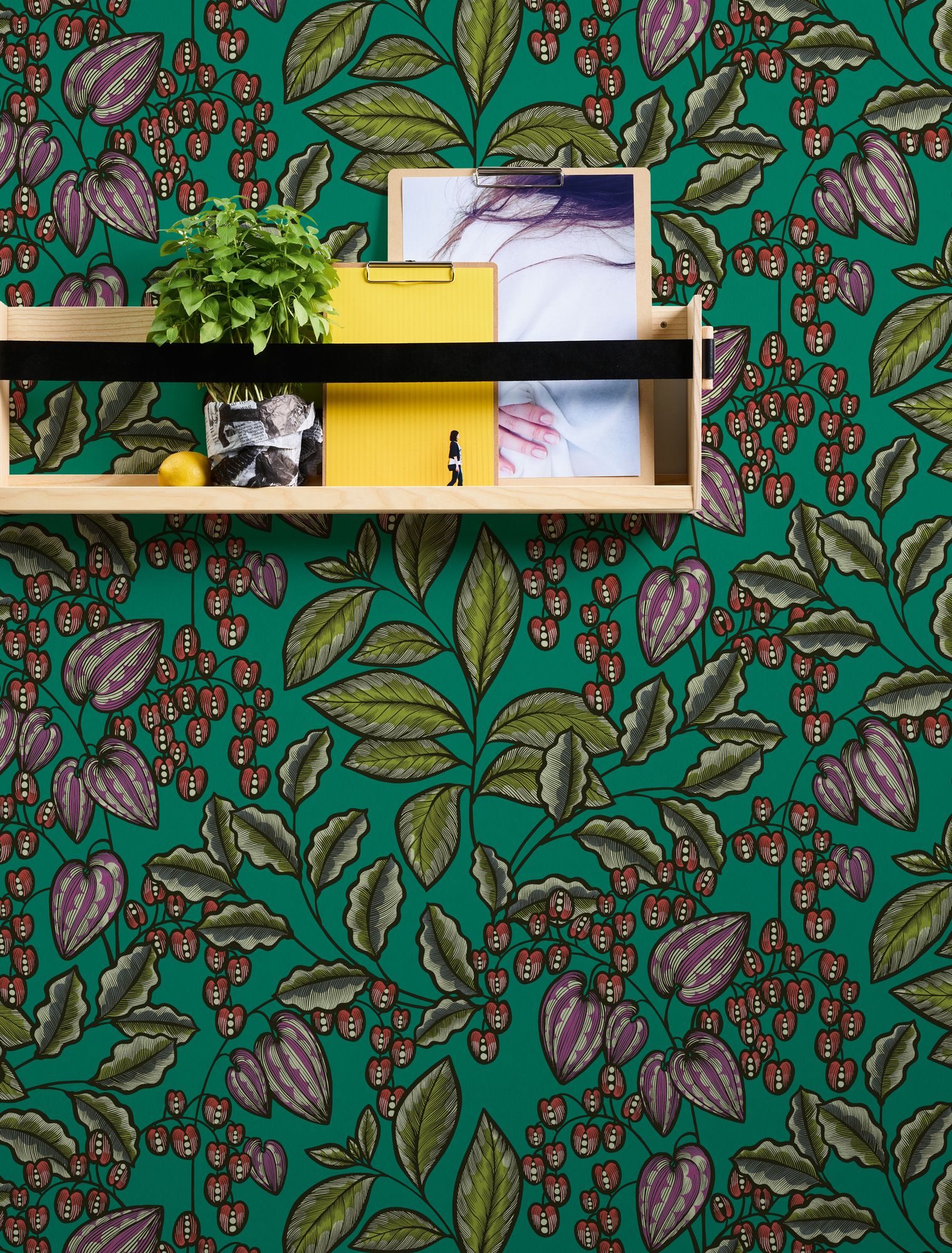 Architects Paper Floral Impression, Florale Tapete, grün, rot 377547