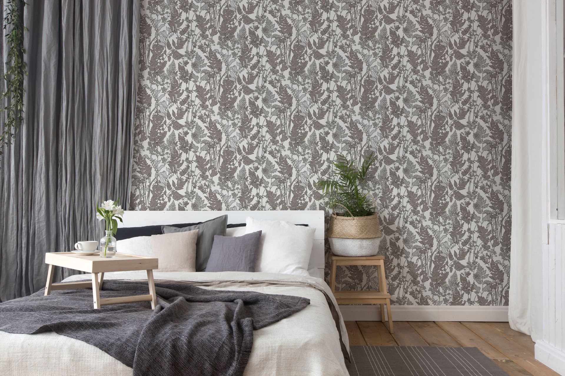 Architects Paper Floral Impression, Florale Tapete, grau, weiß 377521