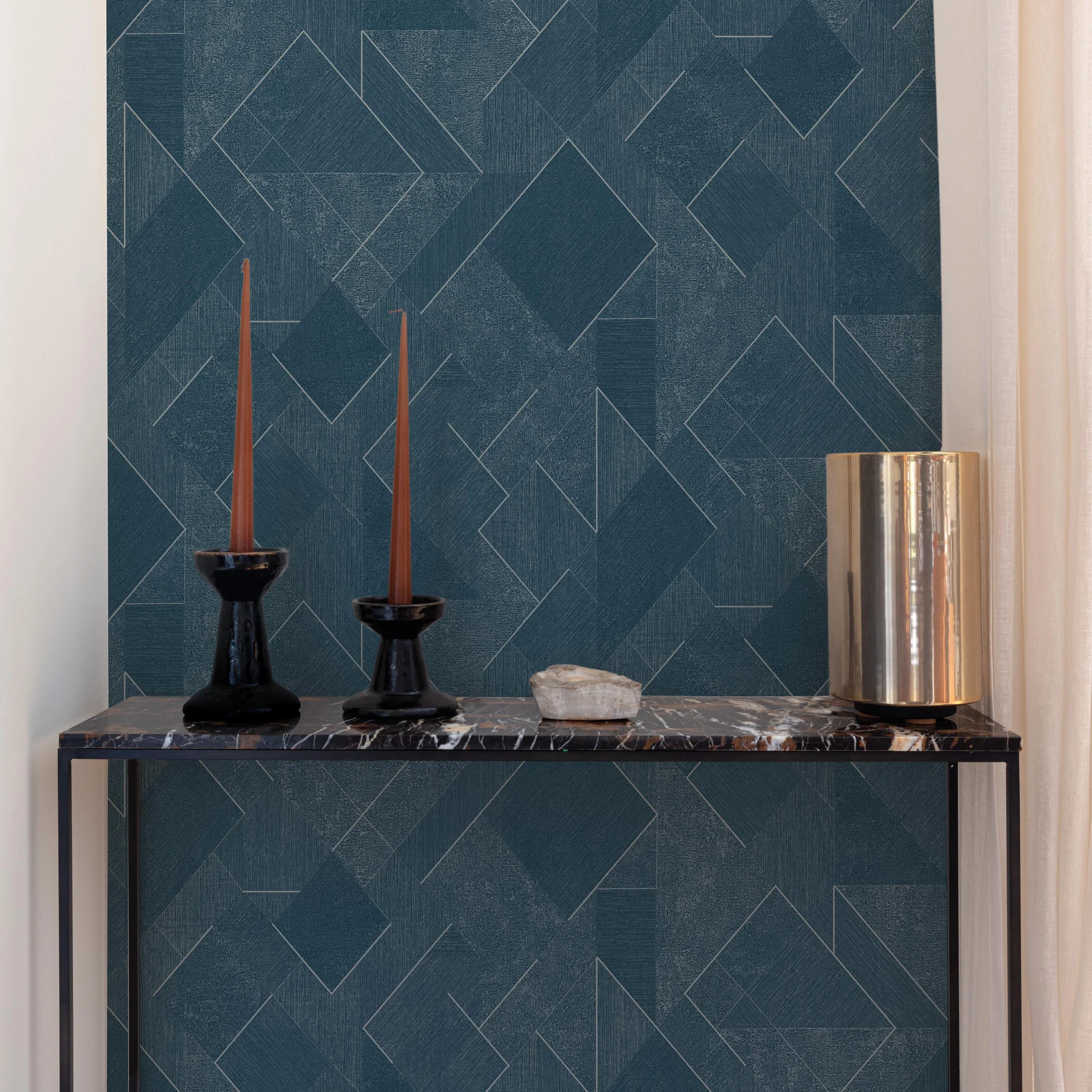 Vliestapete Geometrisch Blau Grandeco Omura A72002
