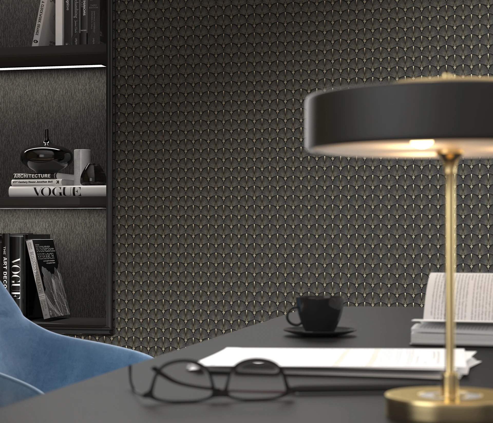 Vliestapete Art déco anthrazit Erismann 1034615 Vliestapete Art déco anthrazit Erismann 1034615