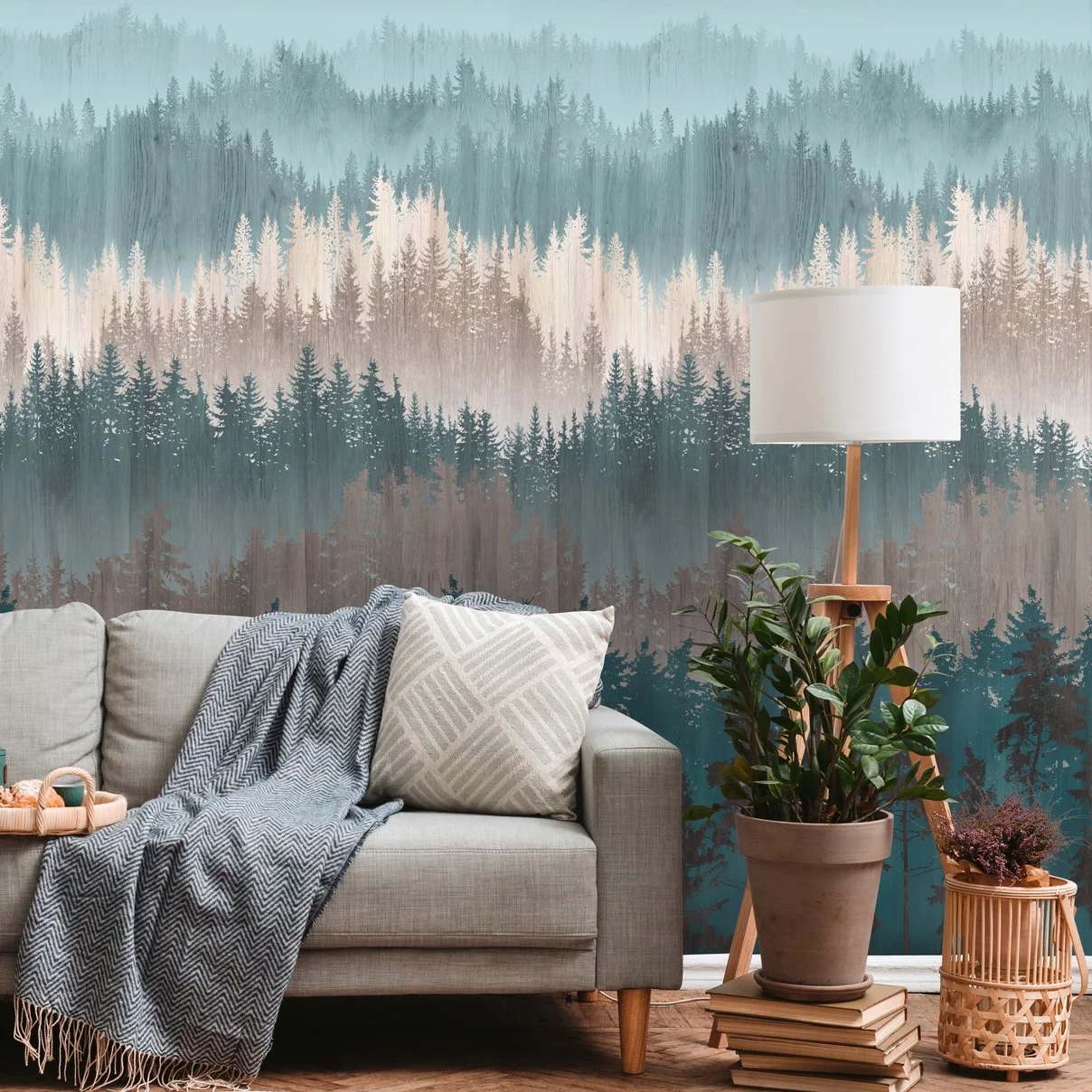 Livingwalls The Wall II, Waldtapete, blau 391811 Dekorbild