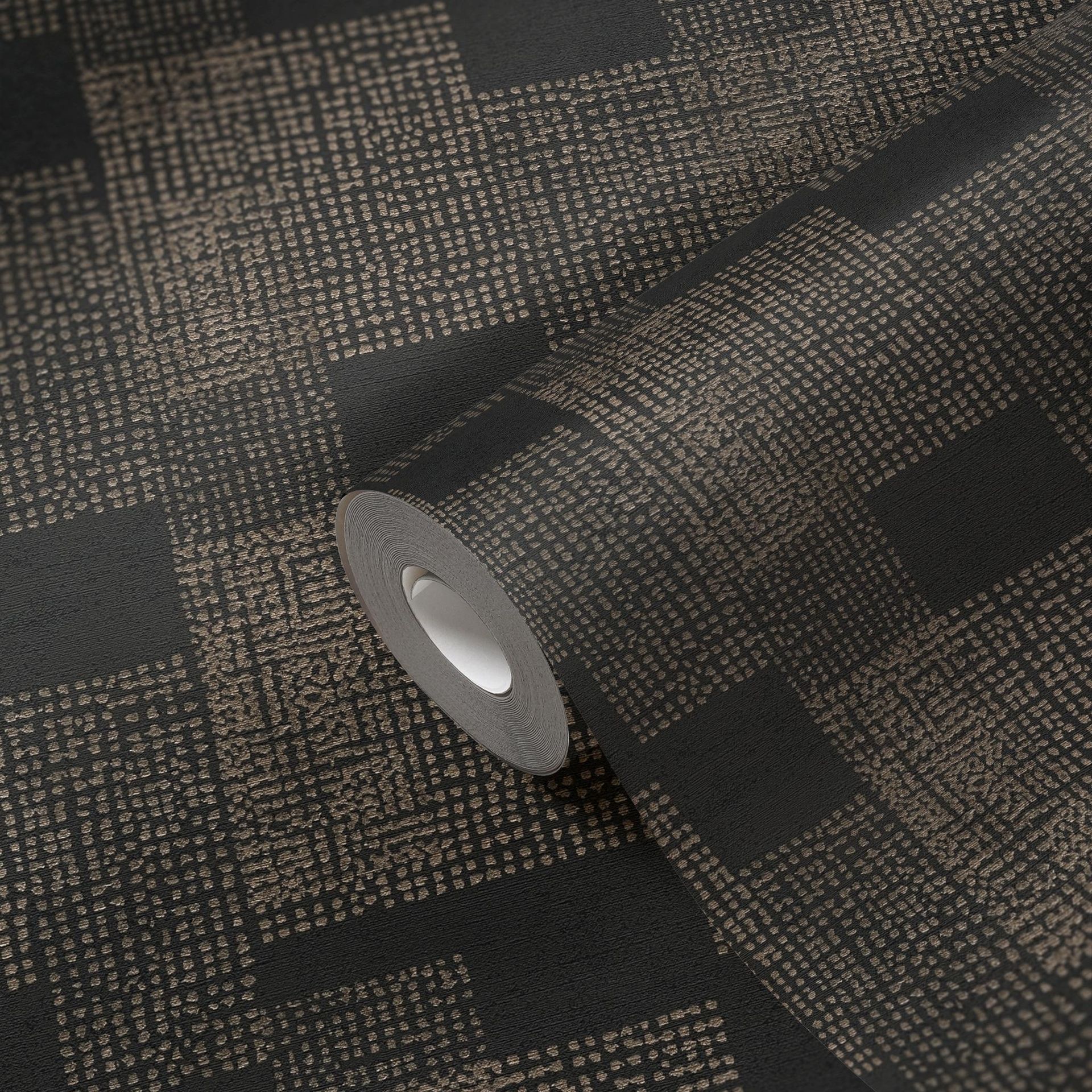 Livingwalls Desert Lodge, Geometrische Tapete, gold, schwarz 385253 Dekorbild