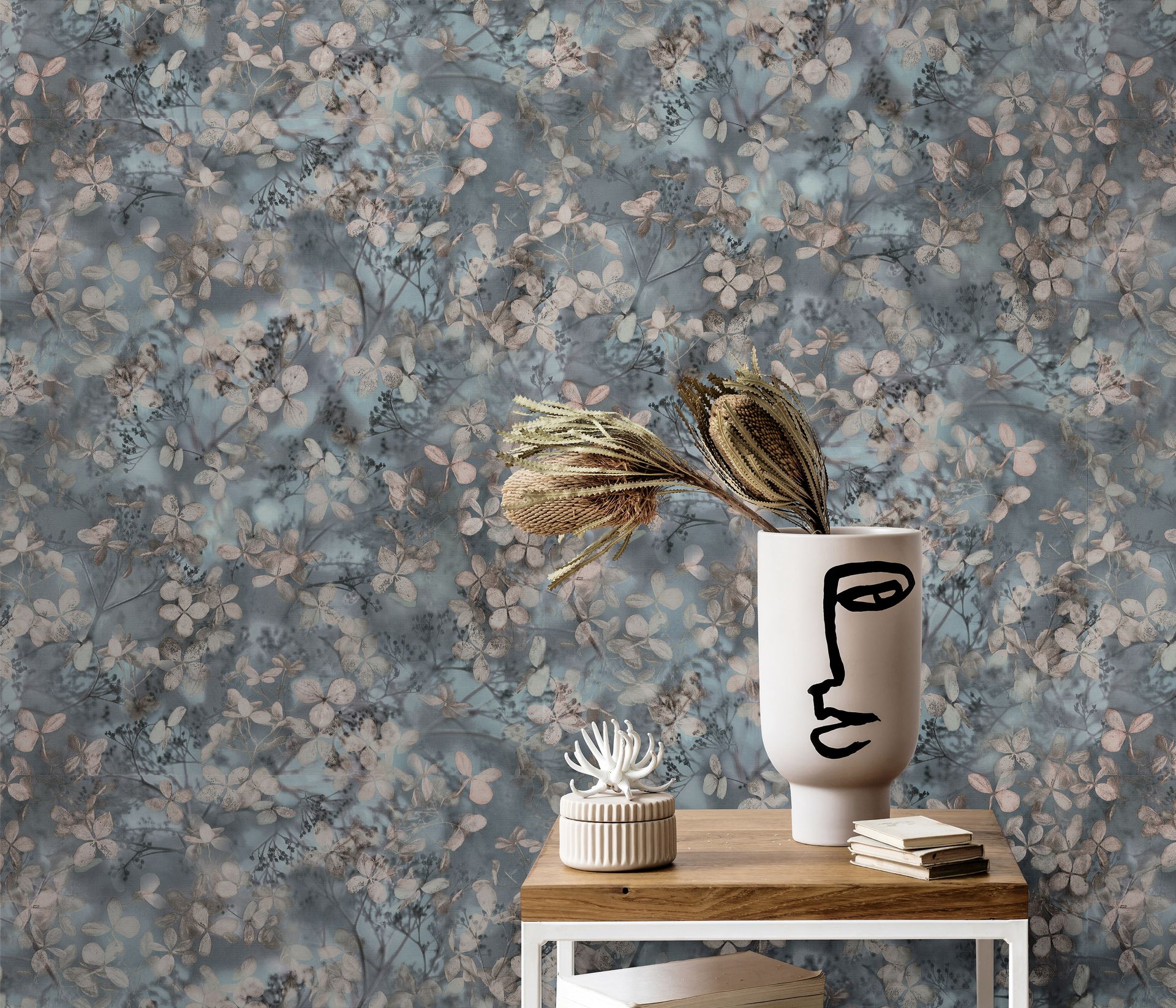 Vliestapete Blumenmotiv blaugrau Erismann 1041508 Vliestapete Blumenmotiv blaugrau Erismann 1041508