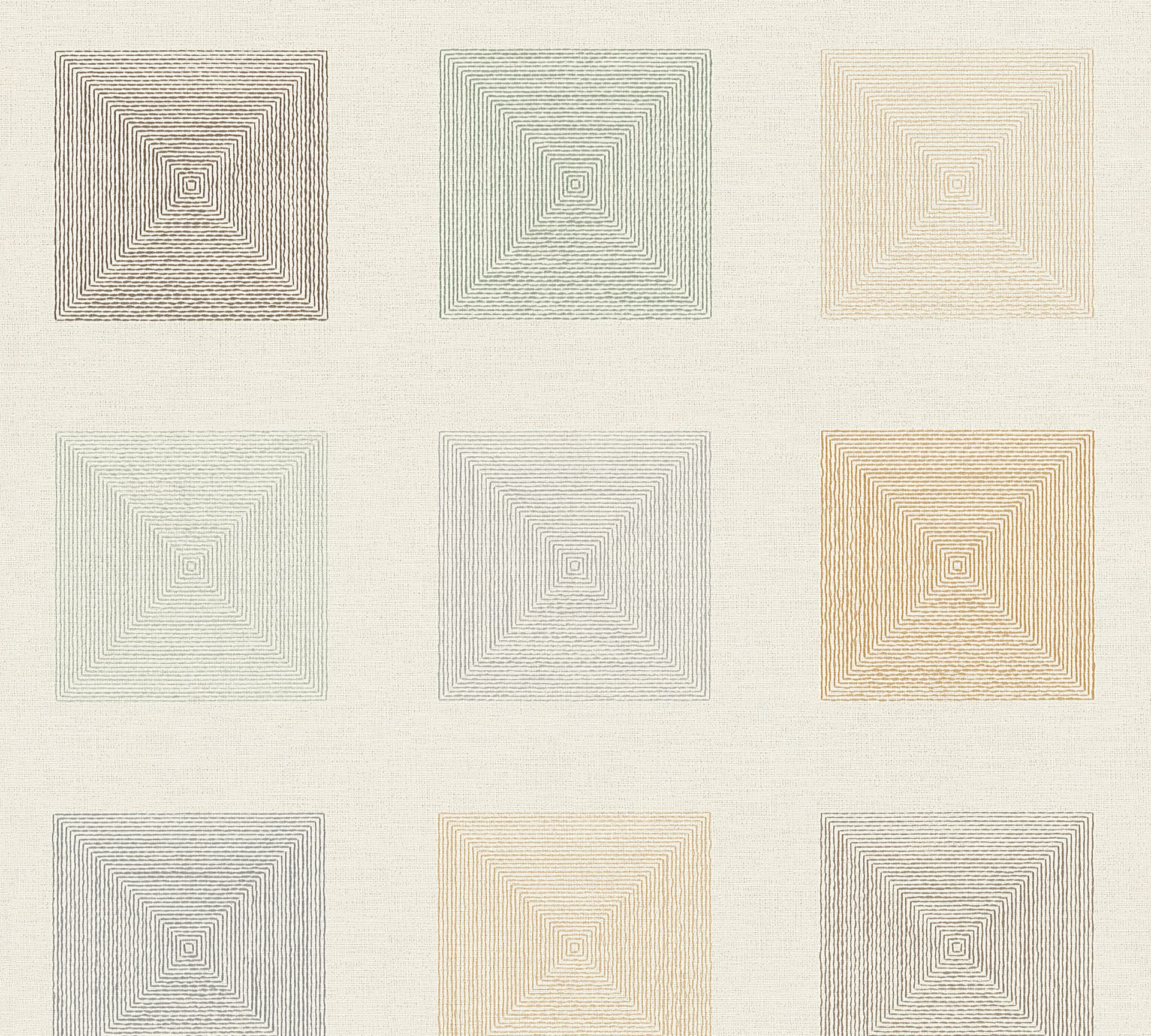 A.S. Création Ethnic origin, Geometrische Tapete, grün, creme 371722