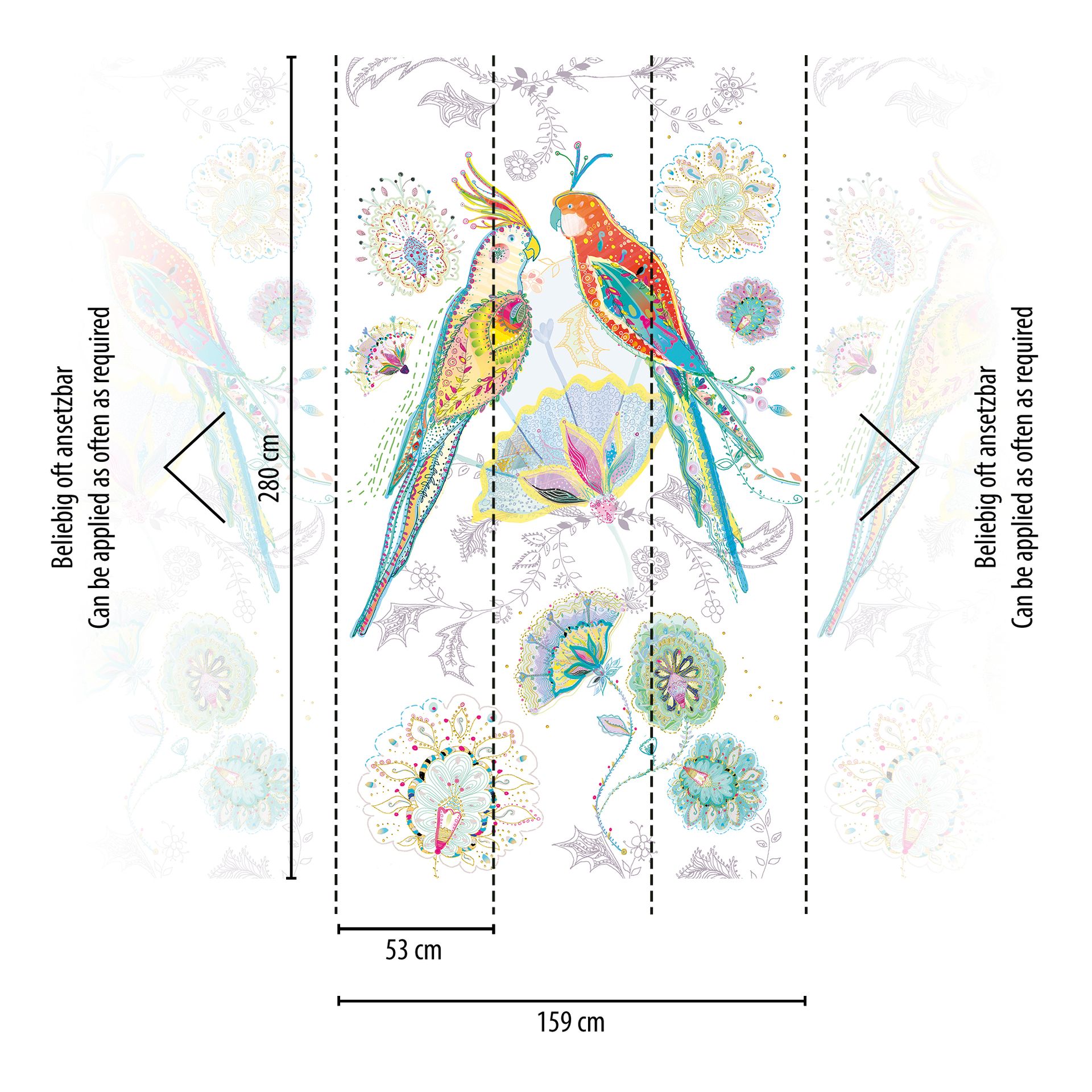 Vliestapete, Vogeltapete, weiß 389111 Dekorbild