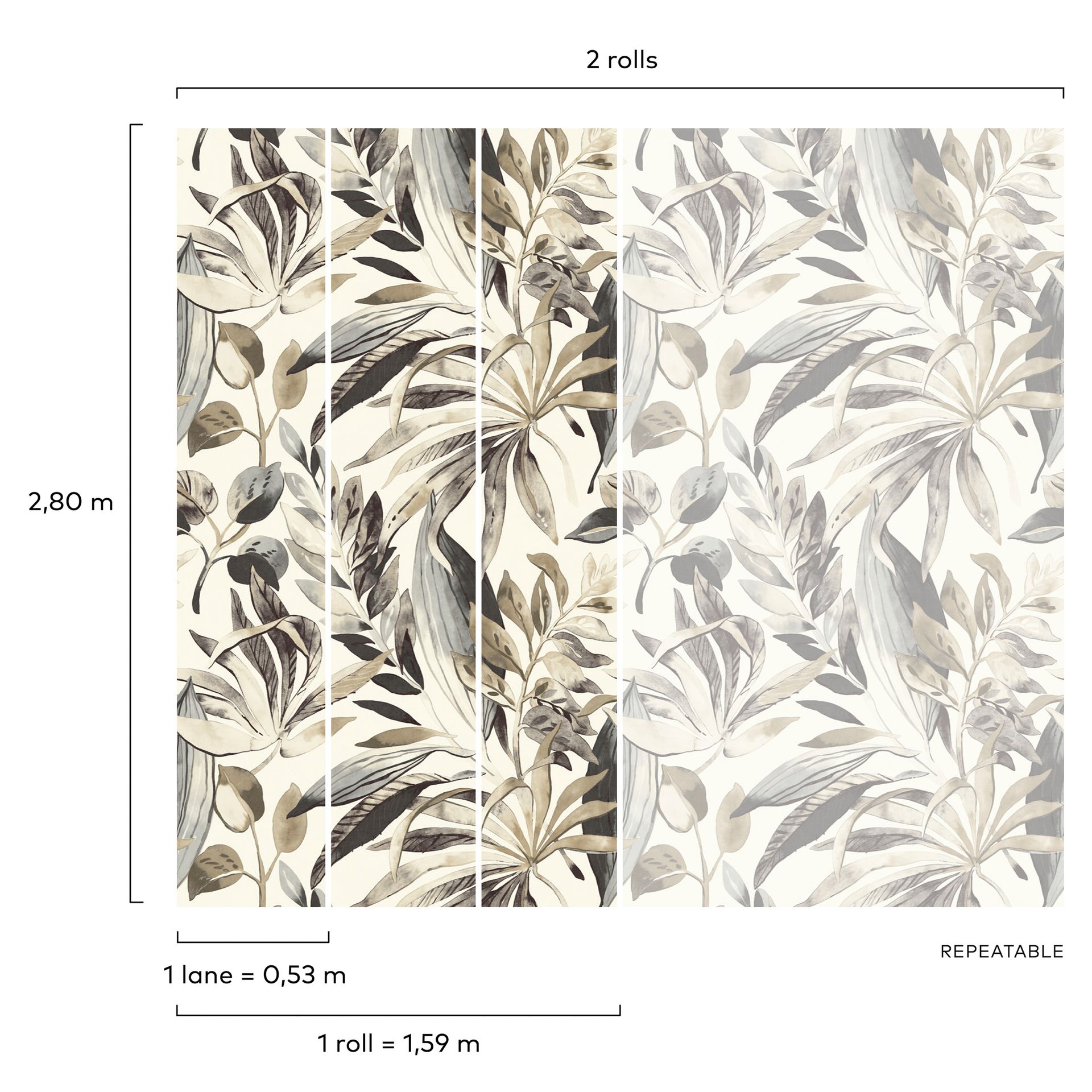 Vliestapete Palmenblätter Creme-Grau Grandeco OROM 2 A71701
