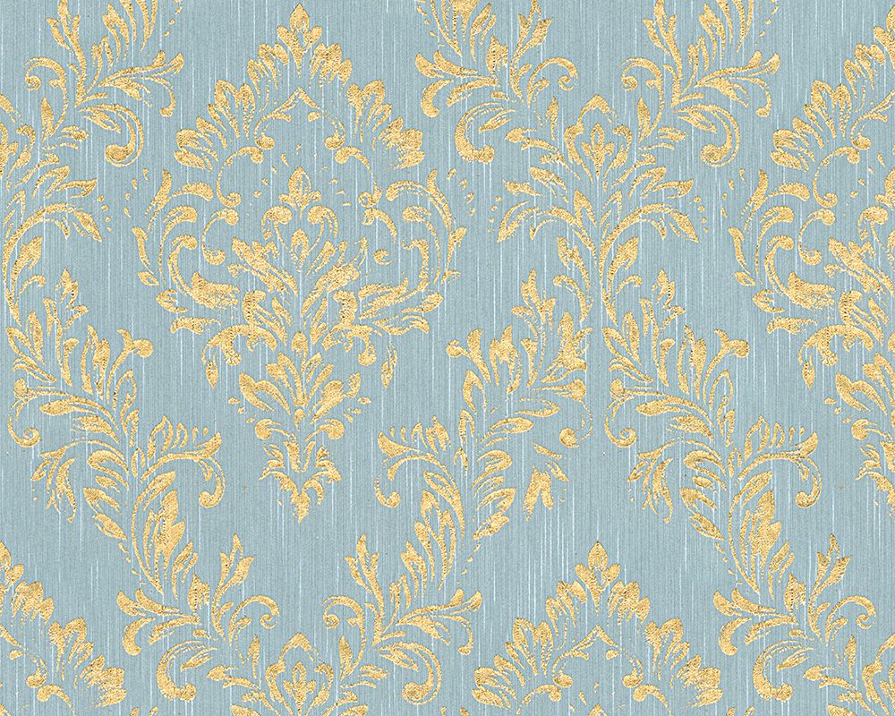 Architects Paper Metallic Silk, Barock Tapete, gold, blau 306595