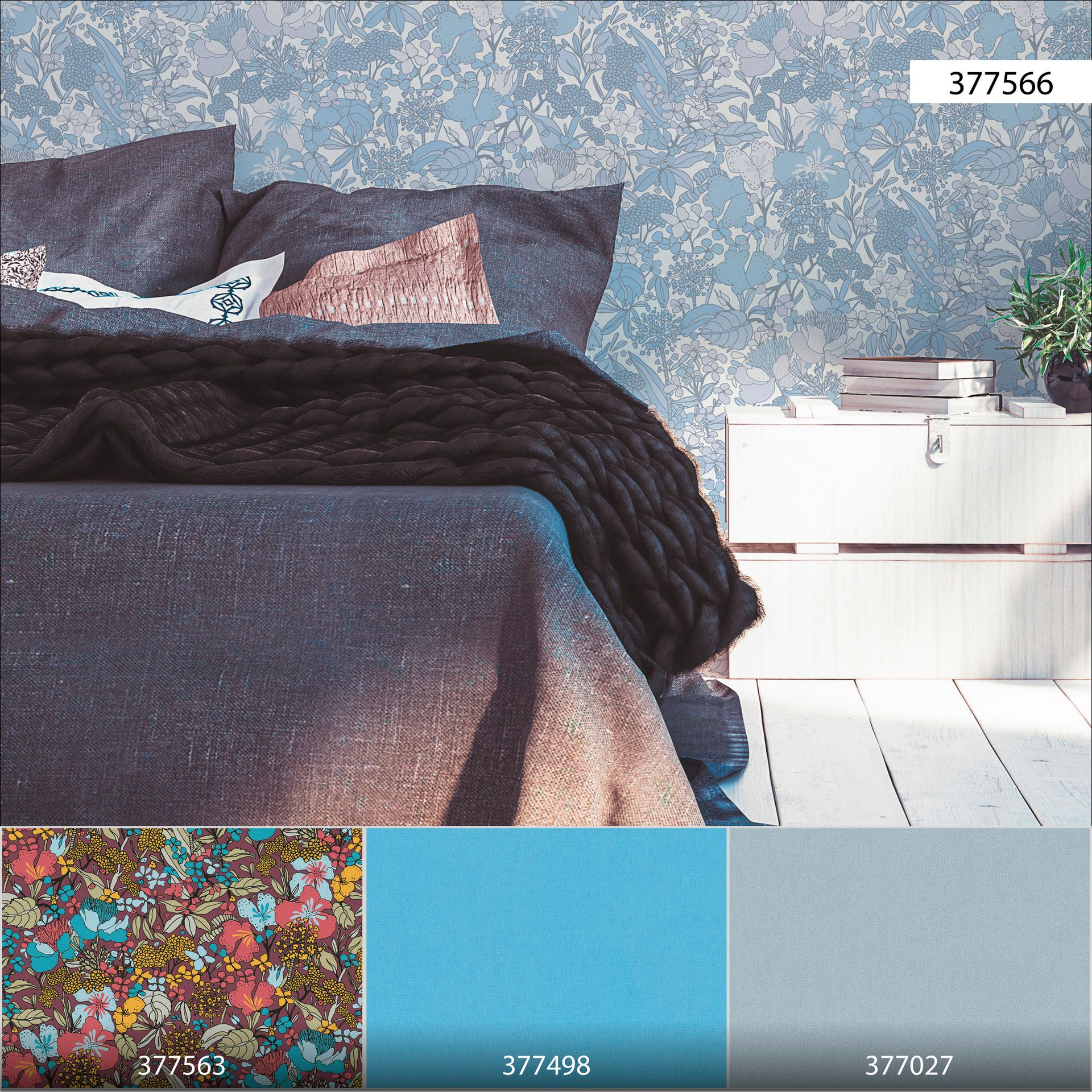 Architects Paper Floral Impression, Dschungeltapete, blau, grau 377566