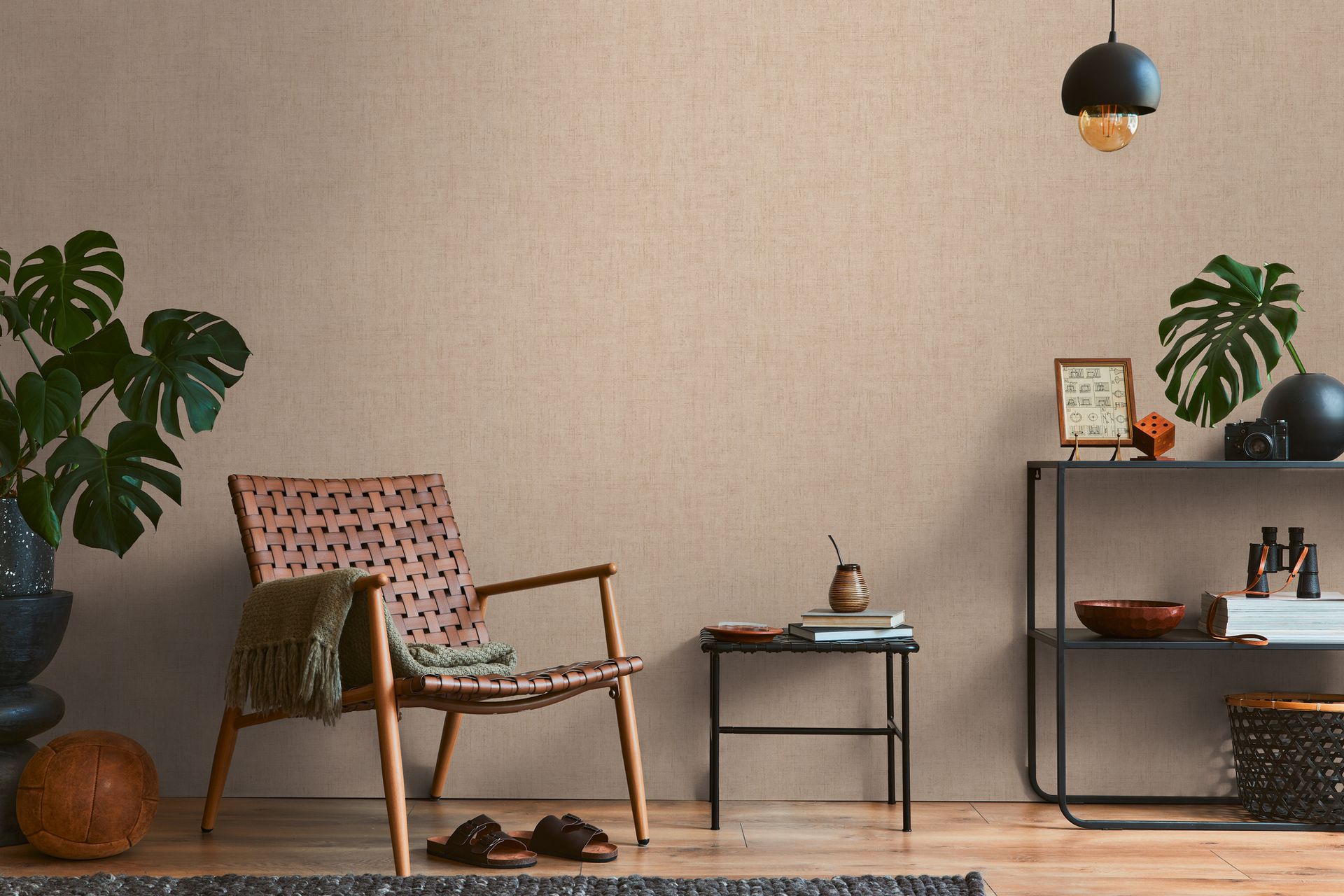 Vliestapete Struktur - Textil-Optik, braun, metallic, A.S. Création 790453