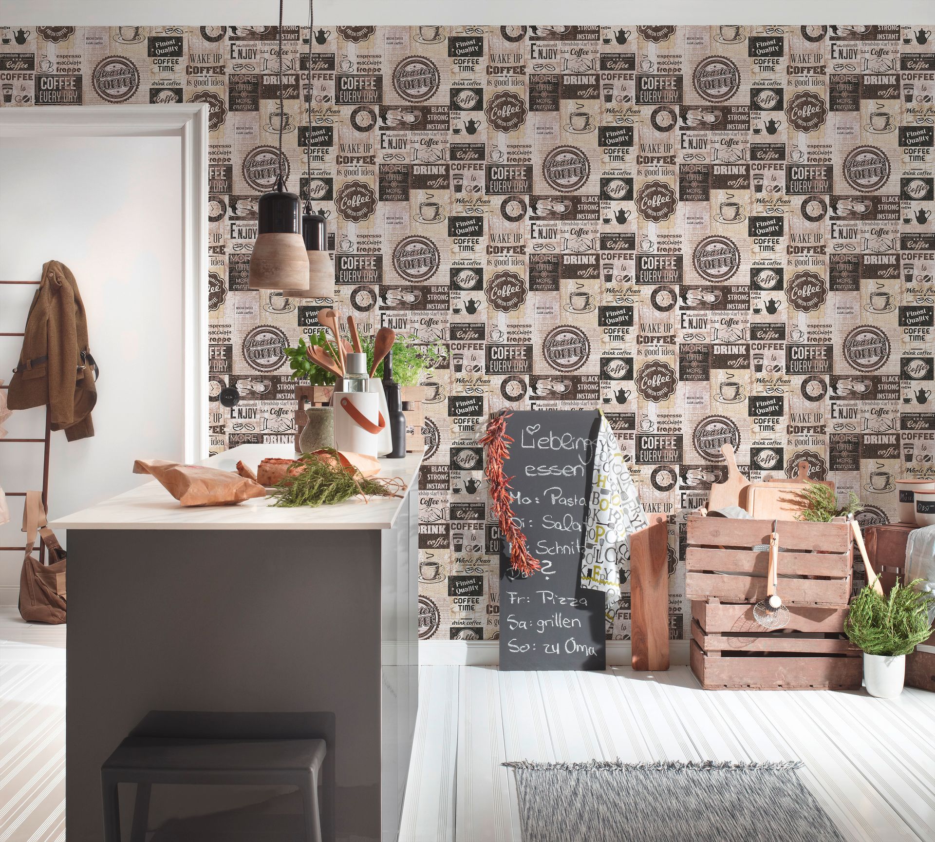 A.S. Création Il Decoro, Küchentapete, schwarz, creme 334803