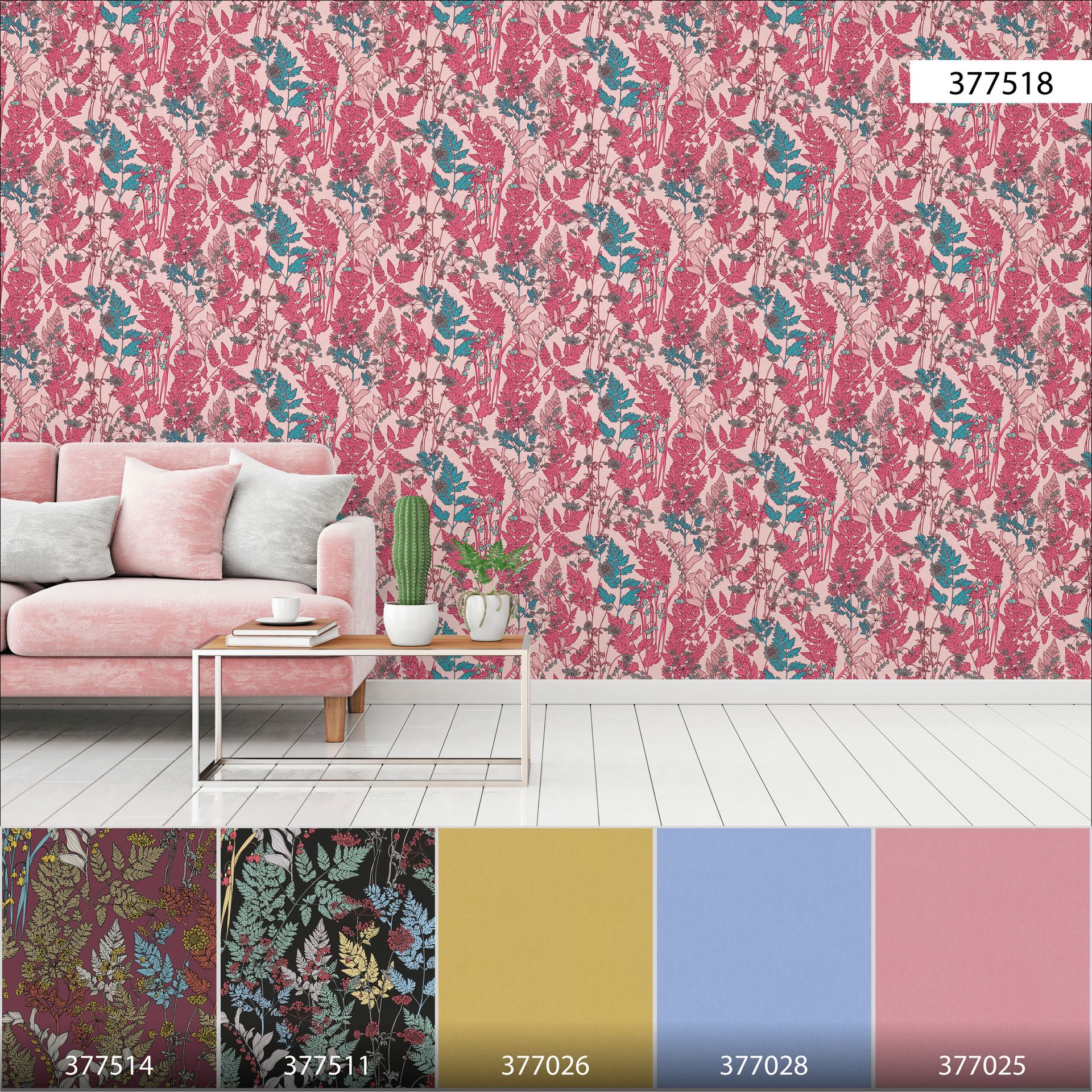 Architects Paper Floral Impression, Florale Tapete, rosa, rot 377518