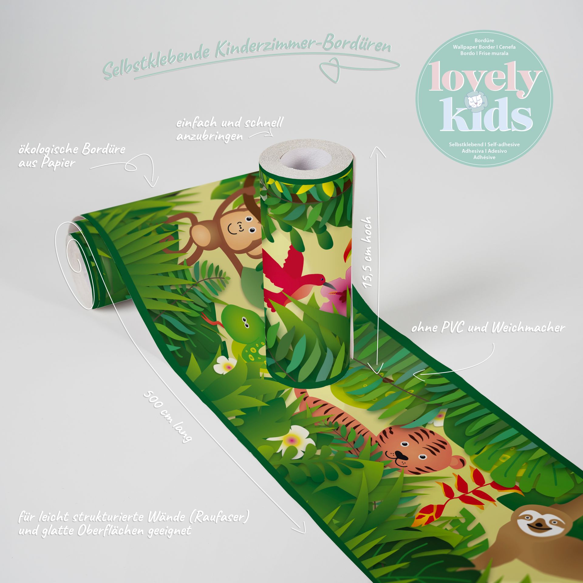 A.S. Création Lovely Kids, Kinderzimmerbordüre, grün, bunt 403725