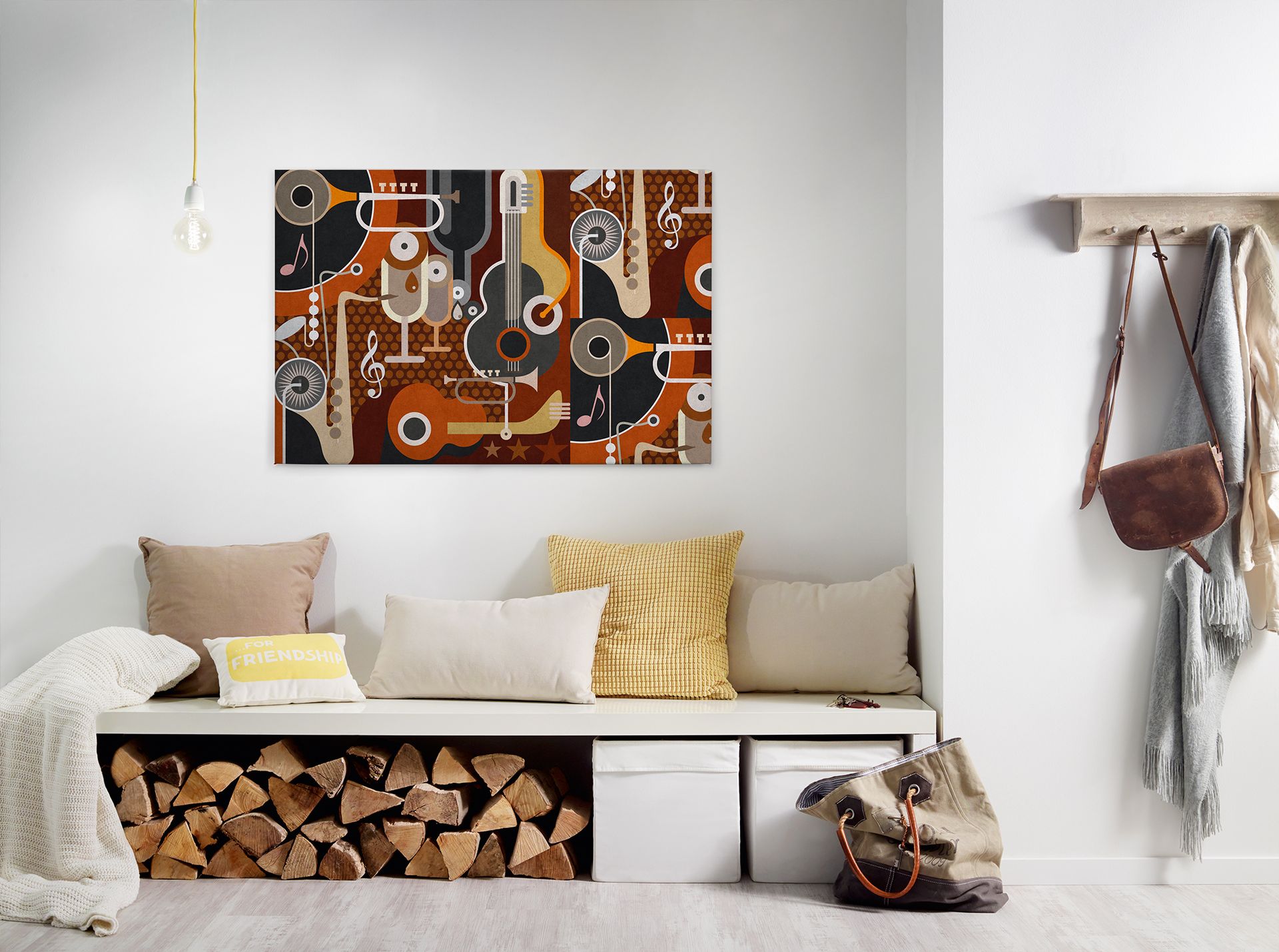 Leinwandbild Musikinstrumente, braun, 90x60 cm DD120418