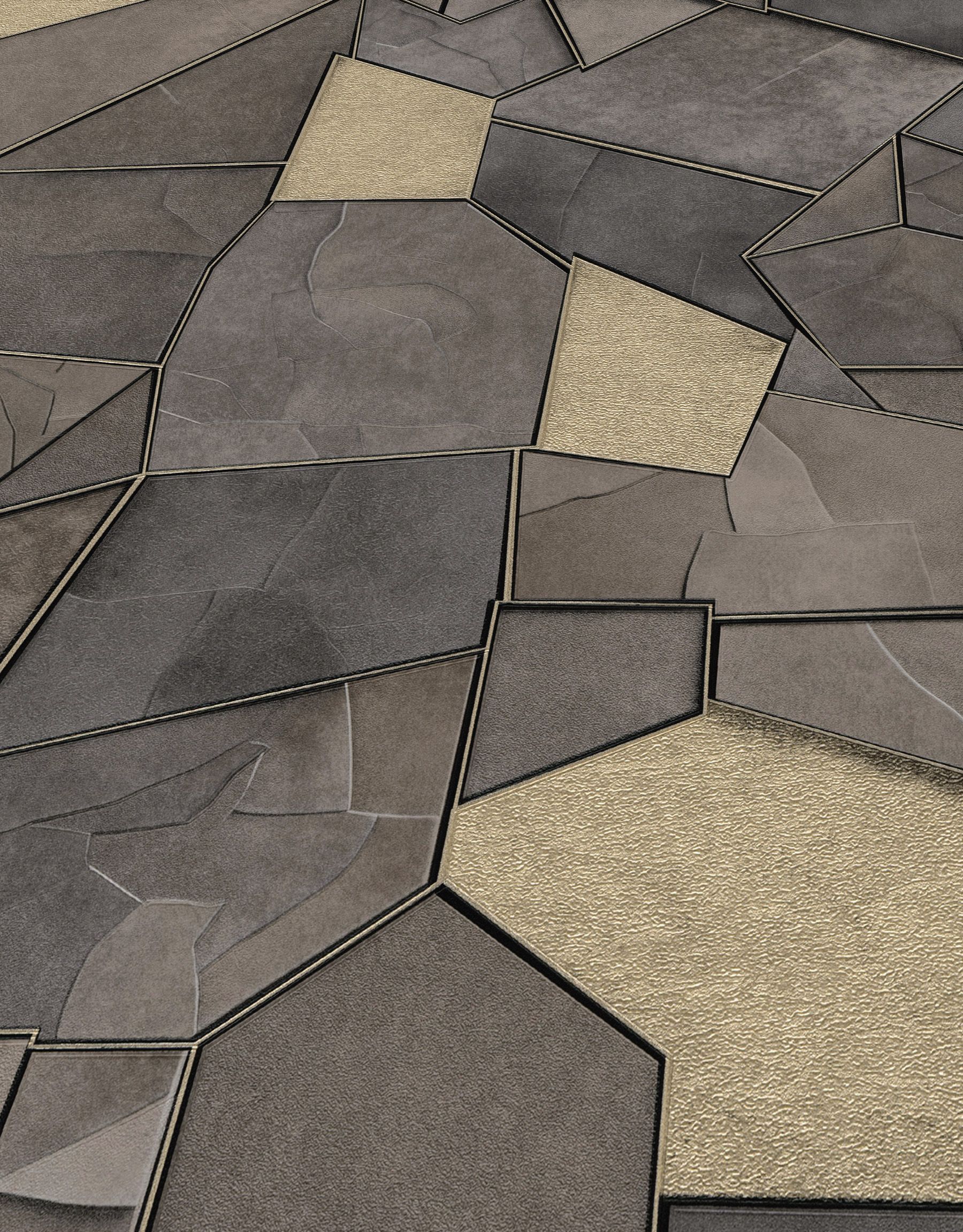 Geometrische 3D-Tapete grau Erismann 1044537 Geometrische 3D-Tapete grau Erismann 1044537