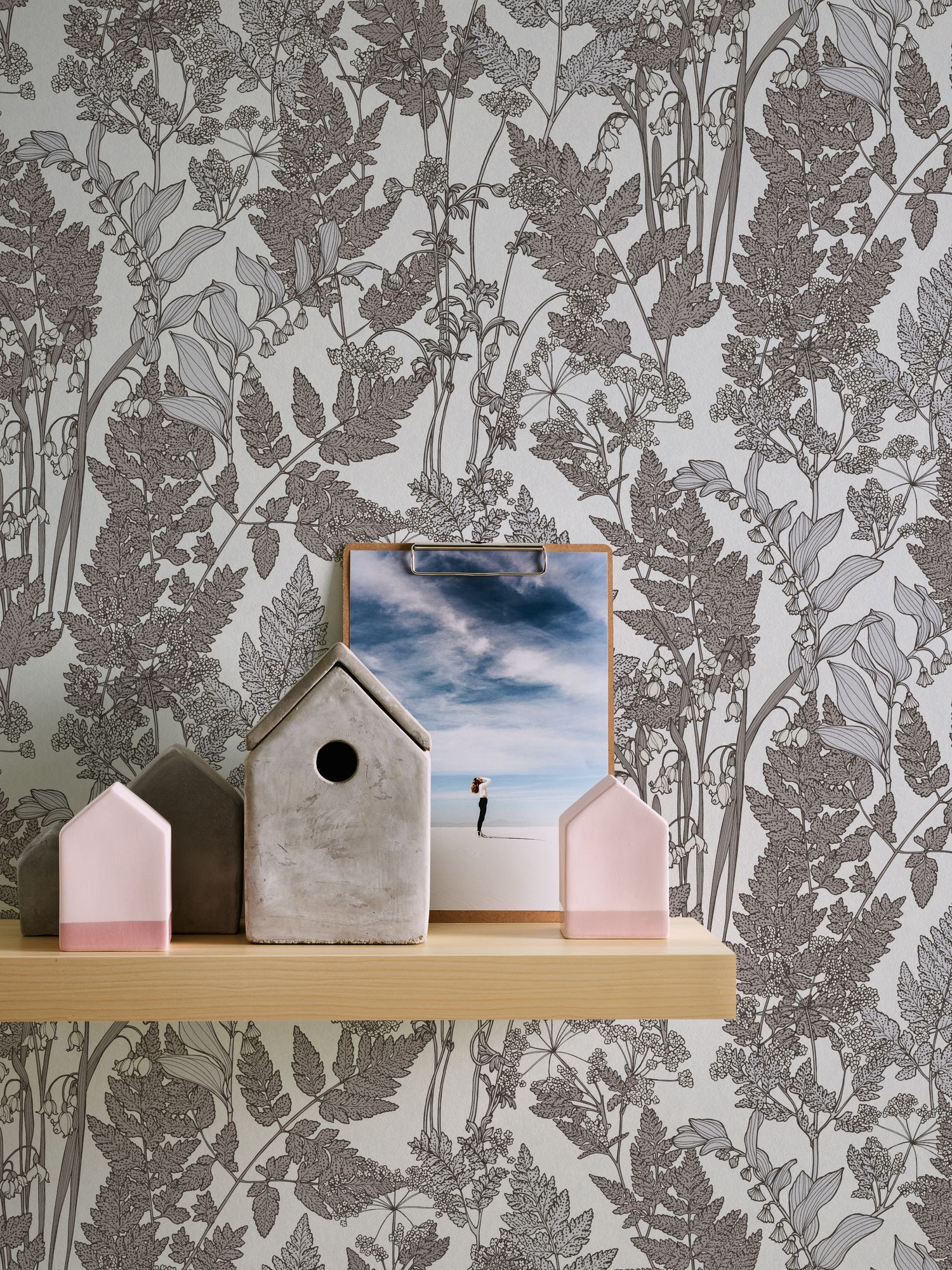 Architects Paper Floral Impression, Florale Tapete, grau, weiß 377521