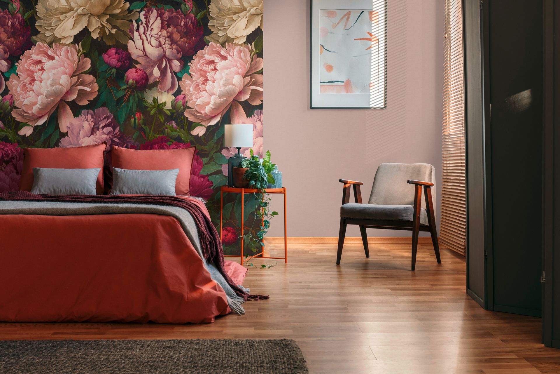 Fototapete mit Rosenblumen in Rosa ➤ 1,59x2,80 m
