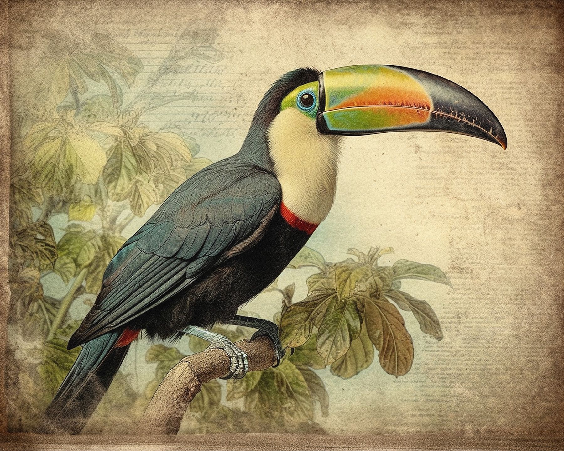 Leinwand Toucan Vintage 40 x 50 cm