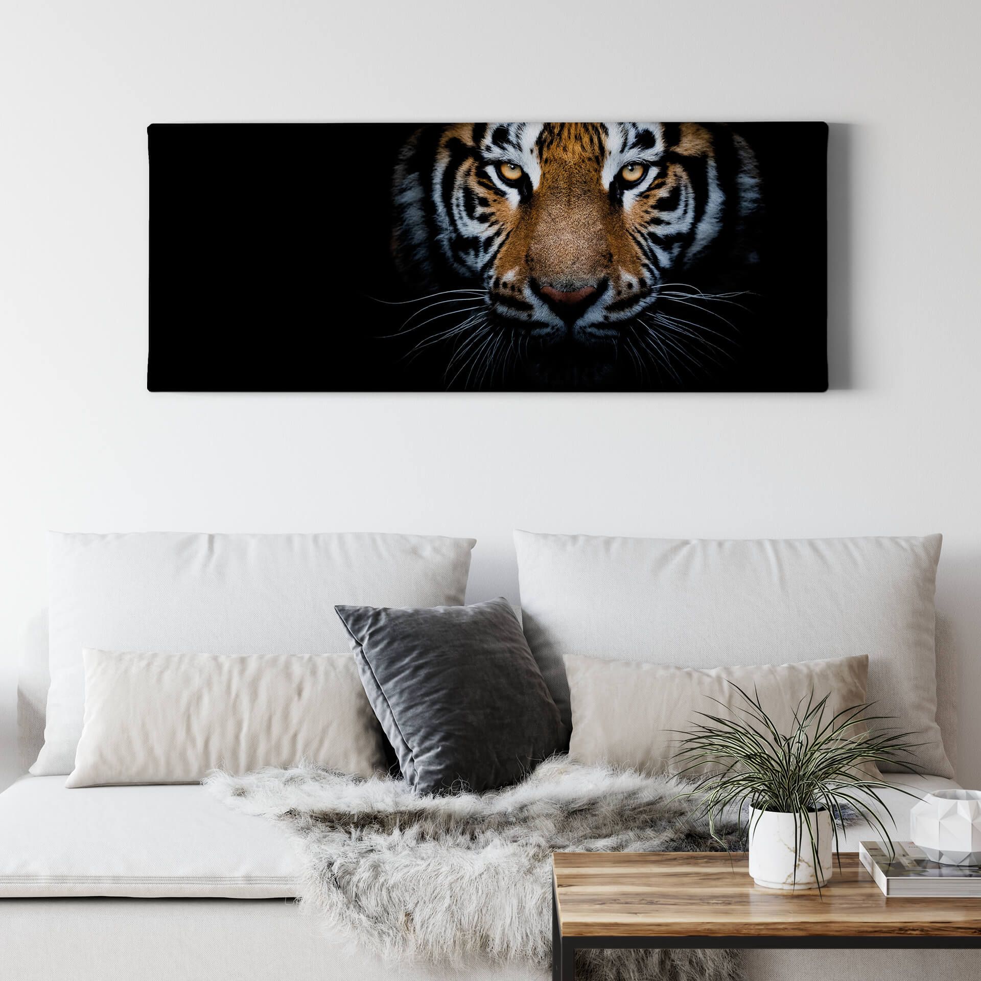 Leinwandbild Tiger, schwarz, 100x40 cm DD123226