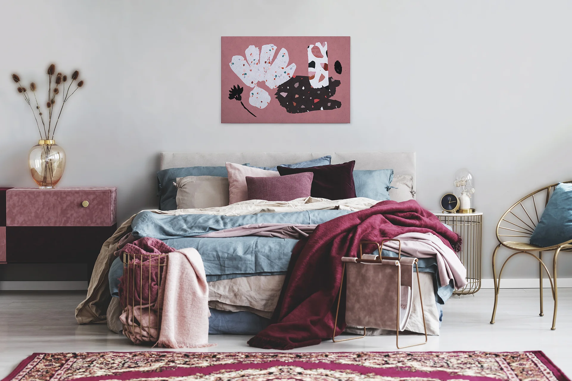 Leinwandbild Abstrakte Formen, rosa, 90x60 cm DD120449