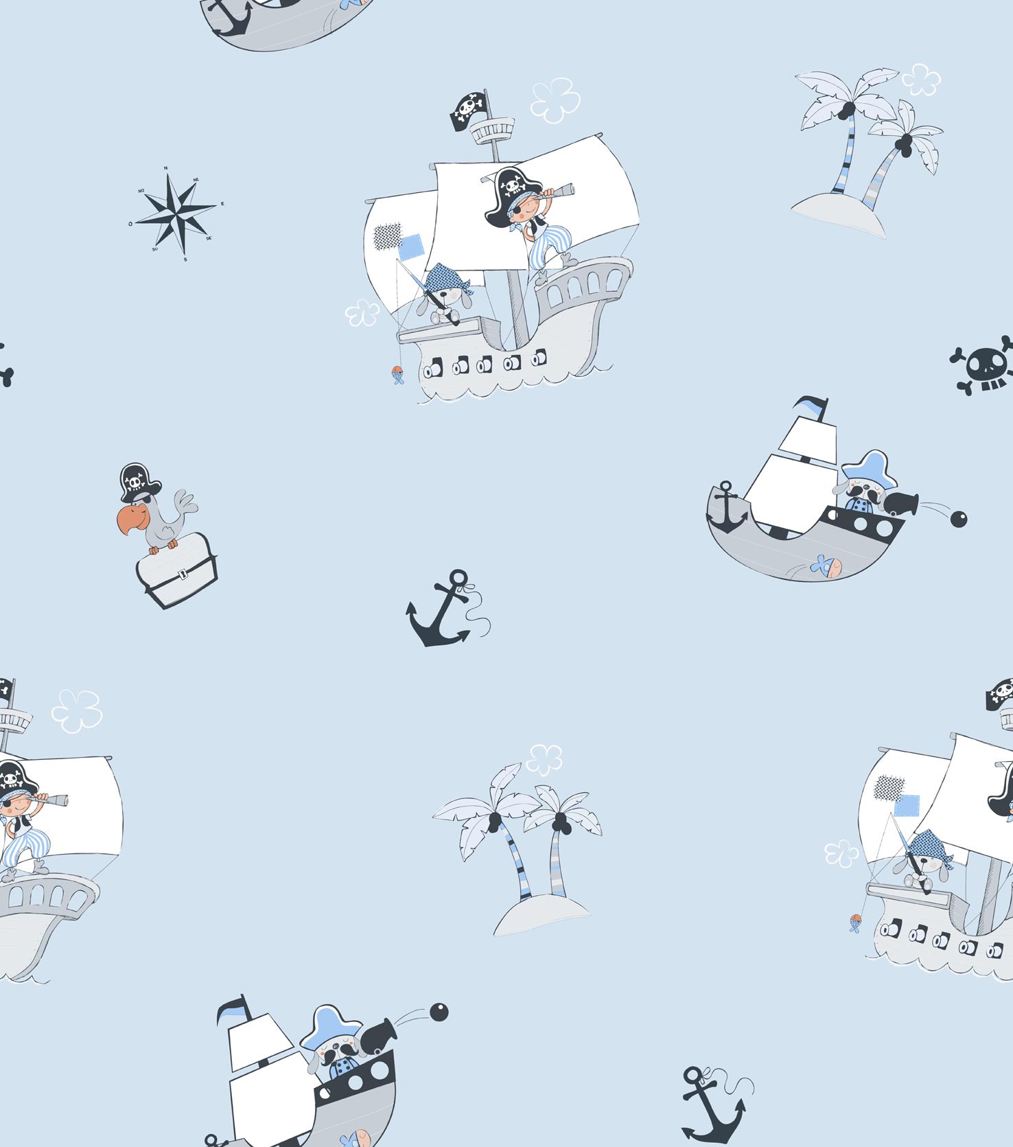 Rasch Textil Bimbaloo 2 WWW. T+B 583-3 Blau Uni Dekorbild