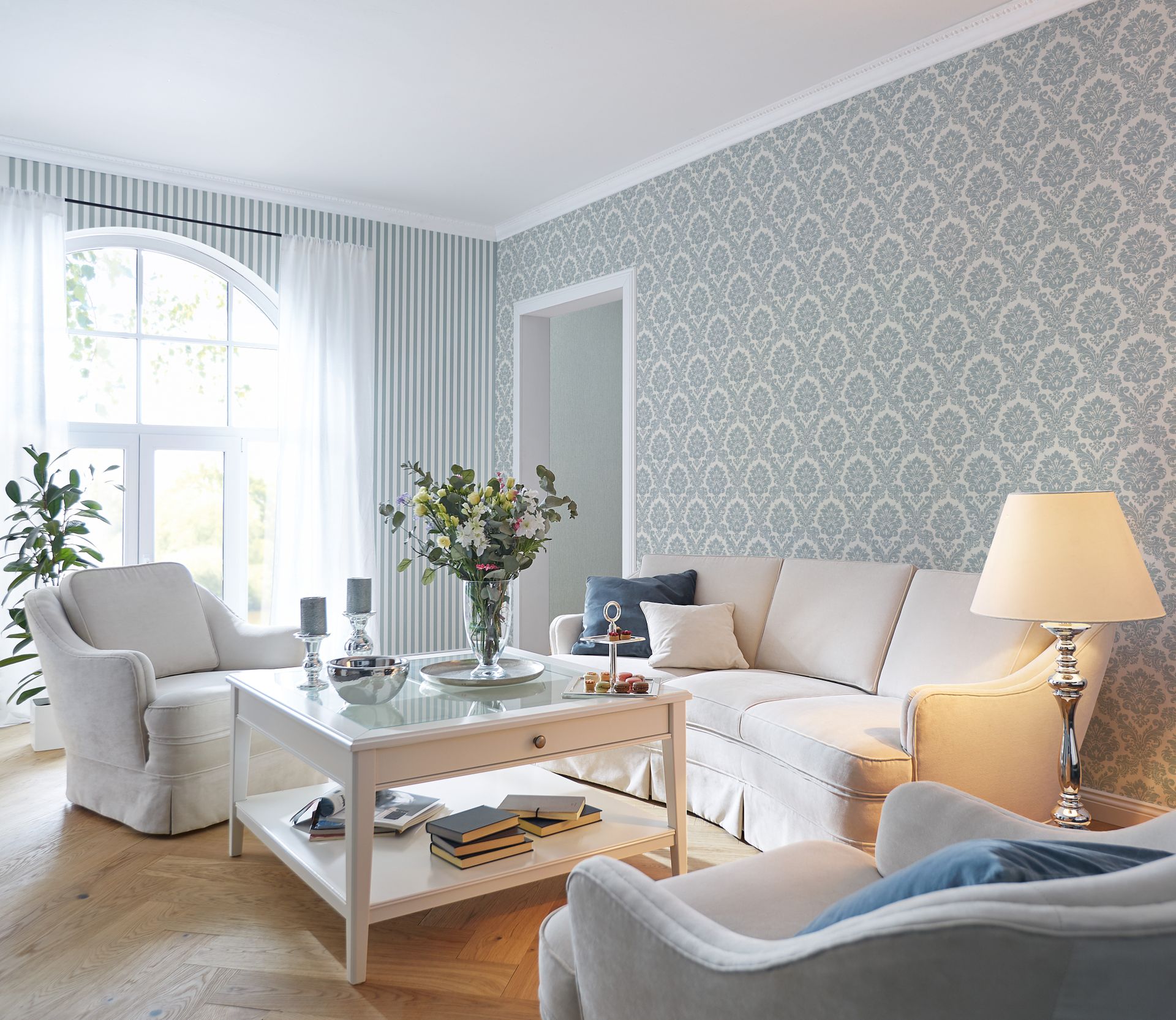 Raumbilder 1 Rasch Trianon XIII, Classic-Chic, beige blau 570533