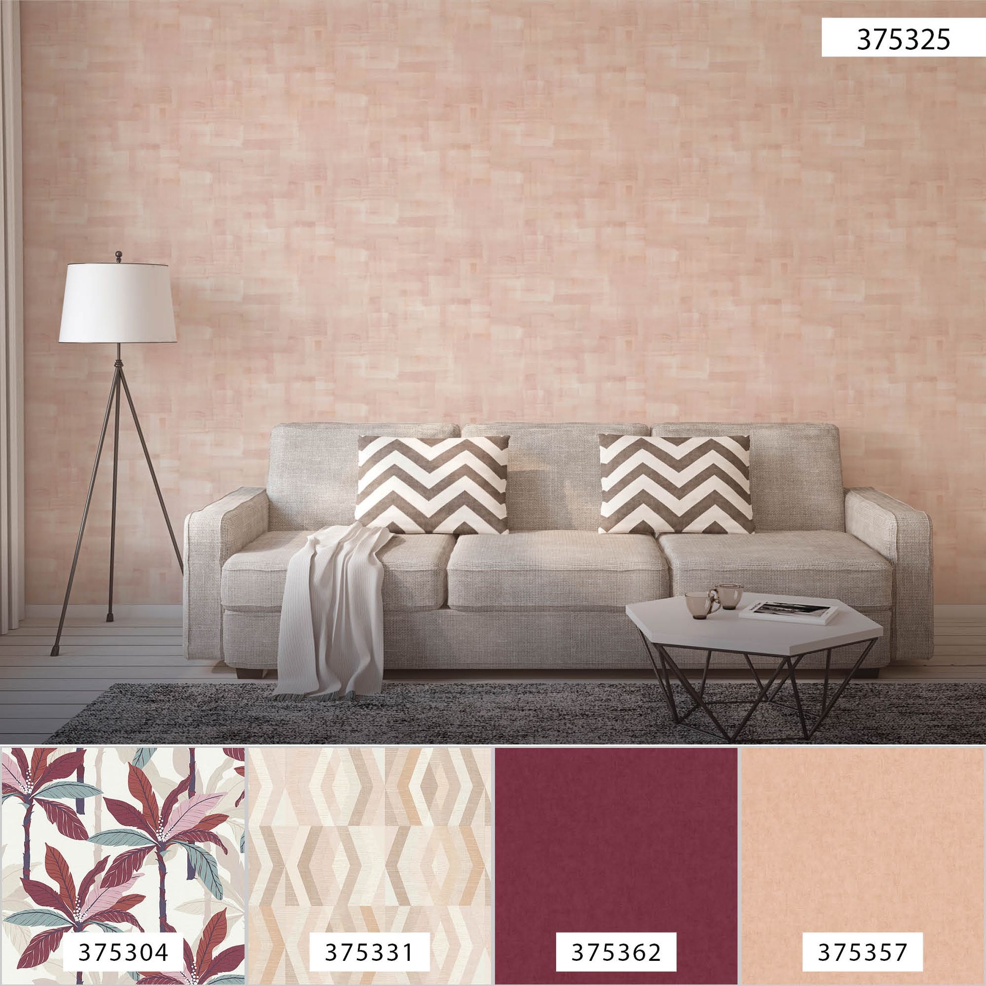 A.S. Création Geo Nordic, Moderne Tapete, rosa, beige 375325