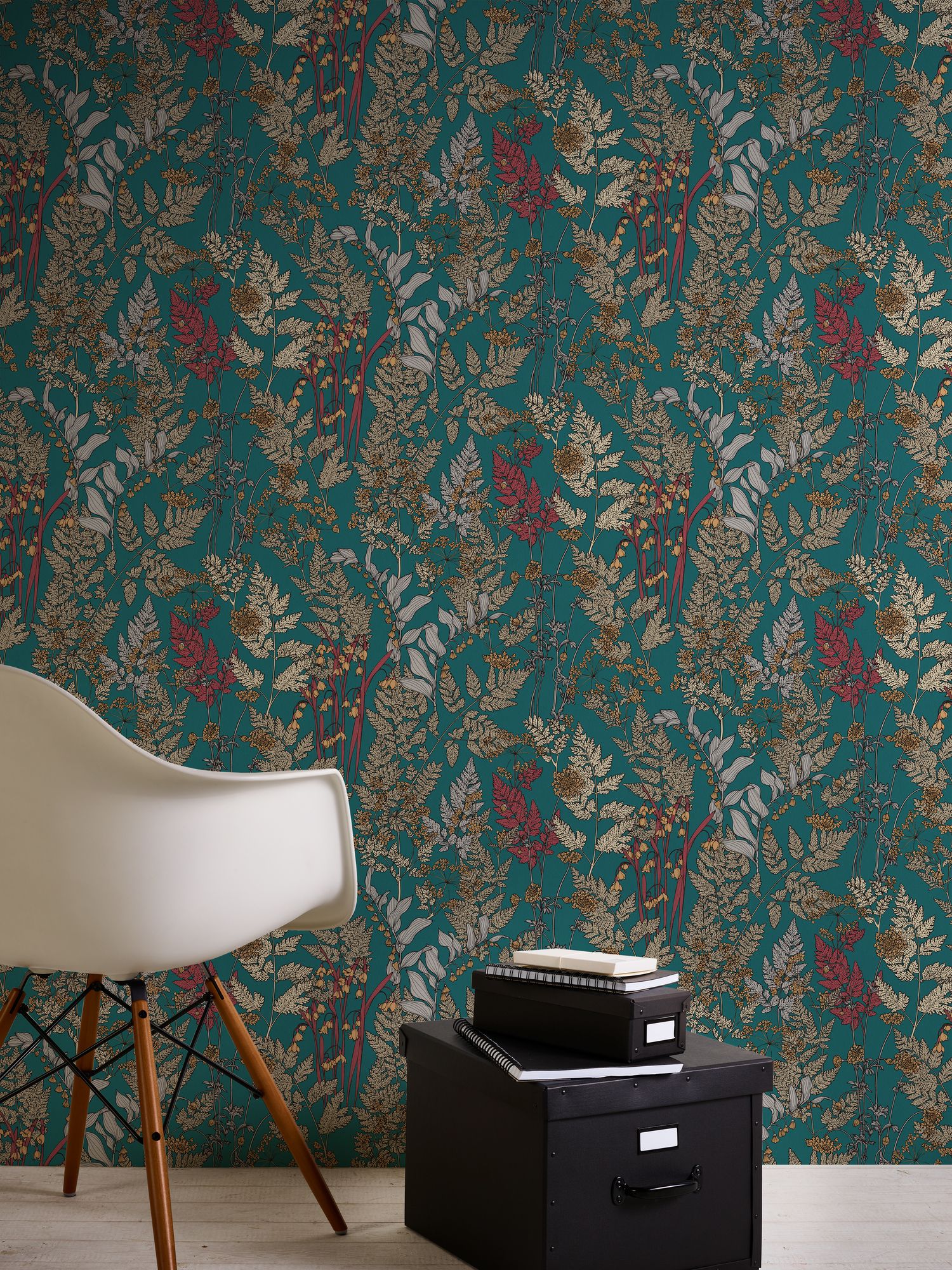 Architects Paper Floral Impression, Florale Tapete, blau, beige 377515