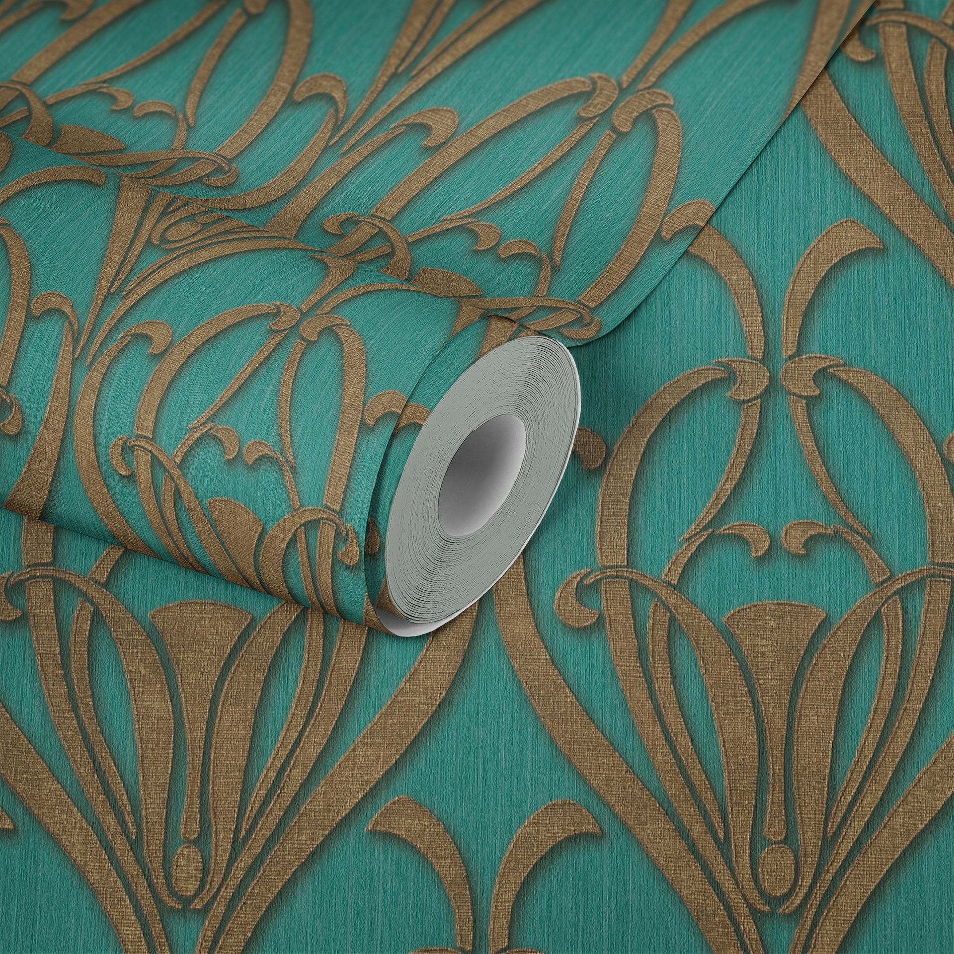 Produktscan Livingwalls Mata Hari, Barock Tapete, petrol, braun 380915